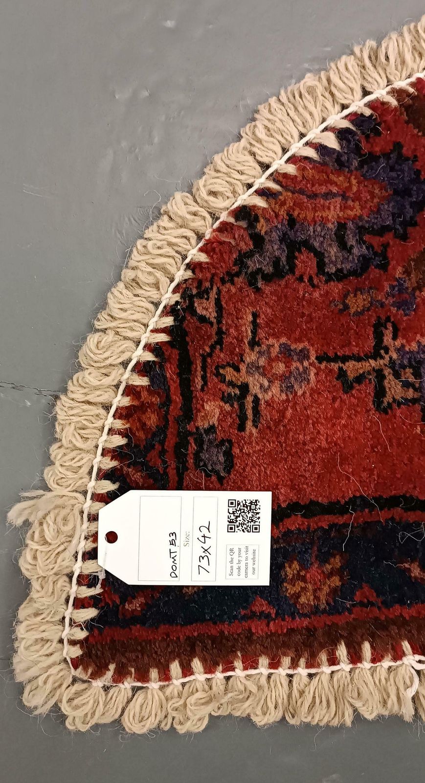 Handmade Rug Doormat Oriental Rug Half Circular Interior Carpet Mat Entrance Way photo vinterior