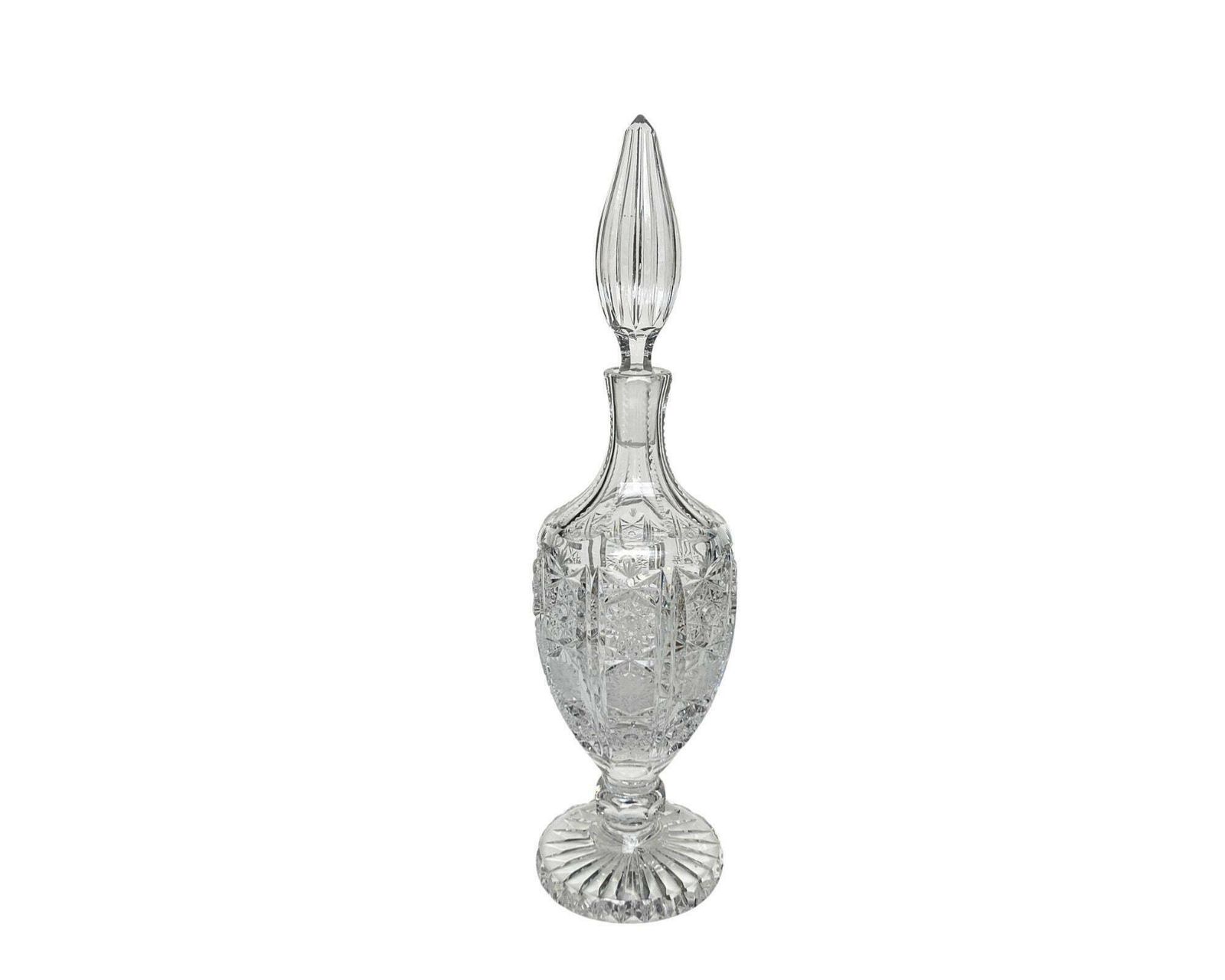 Boho Karaf Op Voetstuk | 1 Stuk | Geslepen Decor Rondom Incl. Voet | Ca. 1950–1970 photo vintage