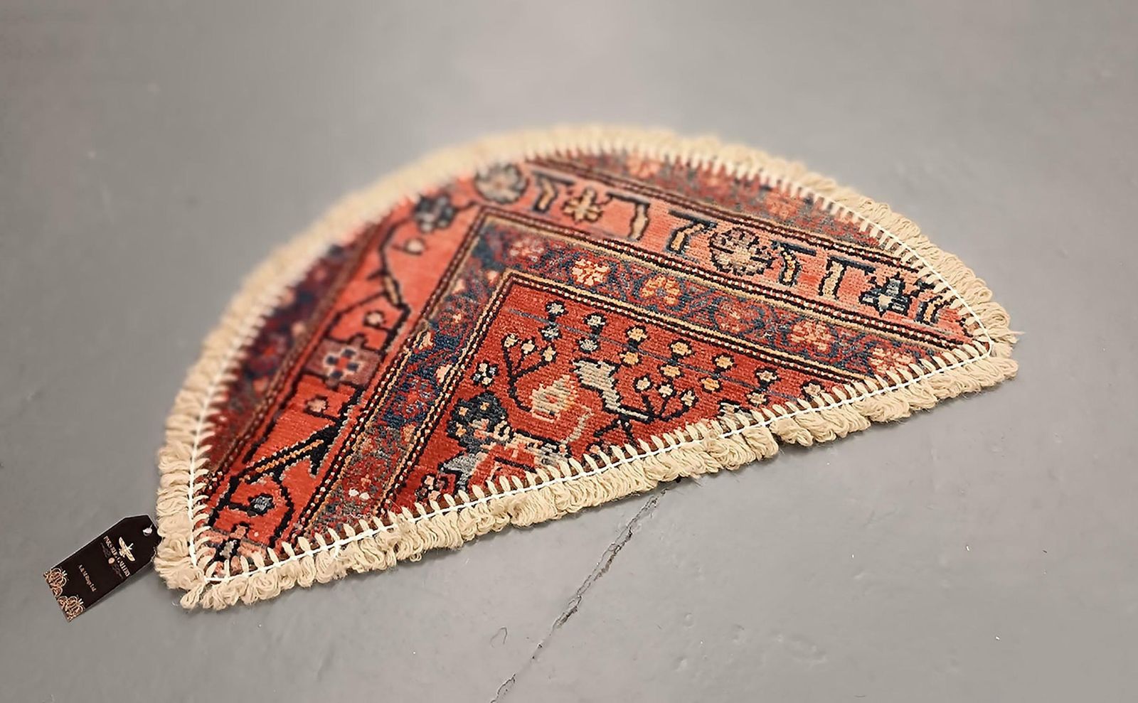 Handmade Rug Doormat Oriental Rug Half Circular Interior Carpet Mat Entrance Way photo vintage