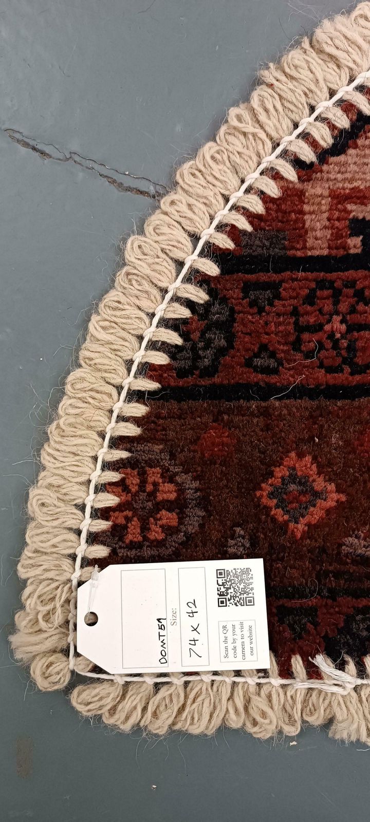 Handmade Rug Doormat Oriental Rug Half Circular Interior Carpet Mat Entrance Way photo vintage