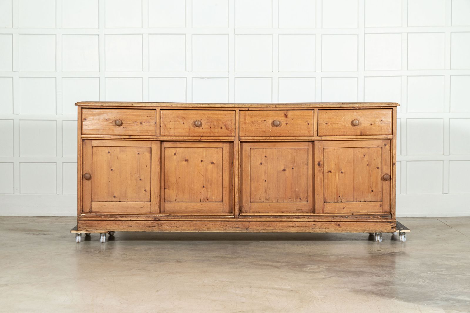 Monumental English 19thc Pine Dresser Base