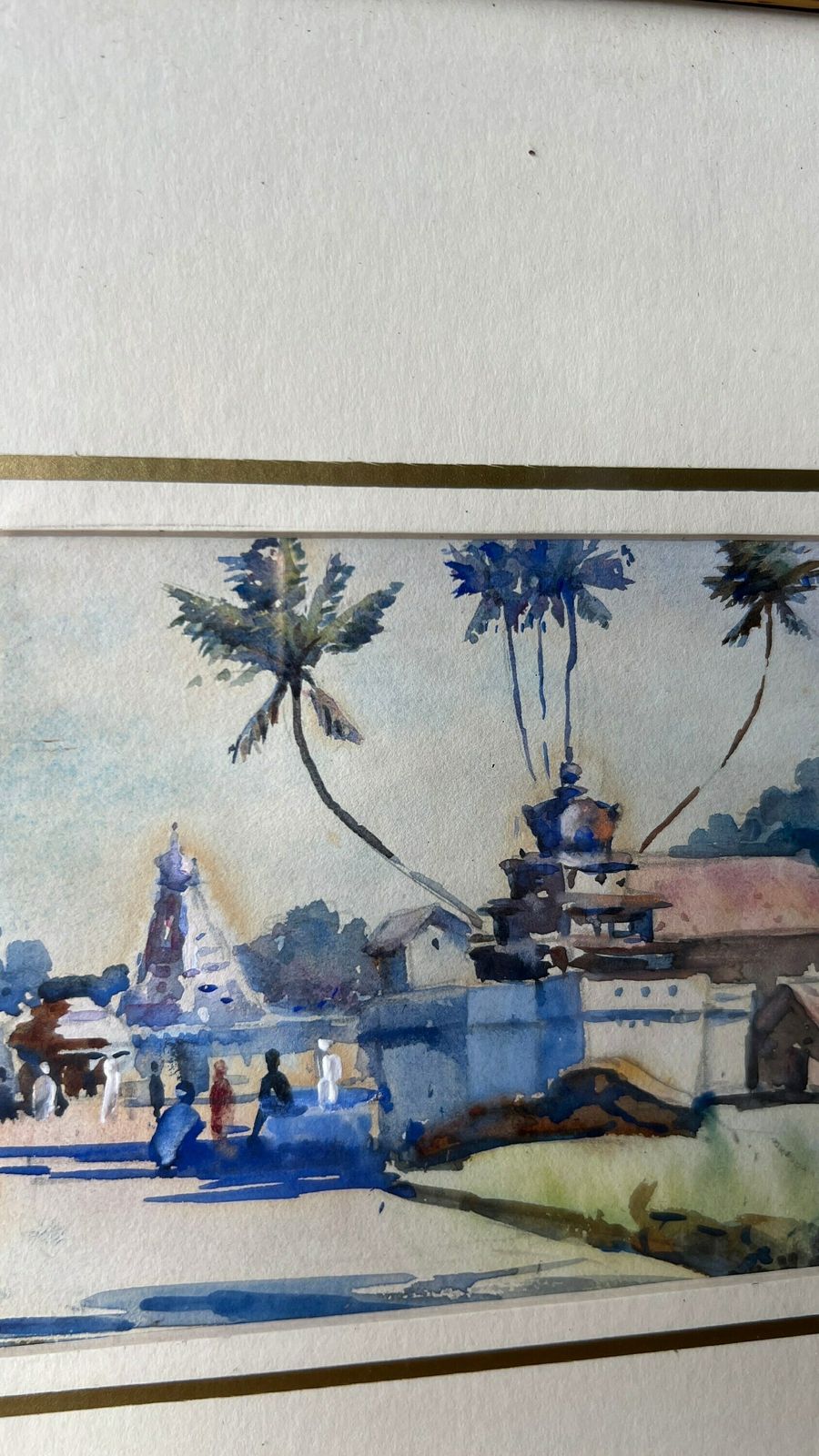 1935 Original Watercolour Painting Depicting Indian Village Signed And Bears A Note photo vinterior