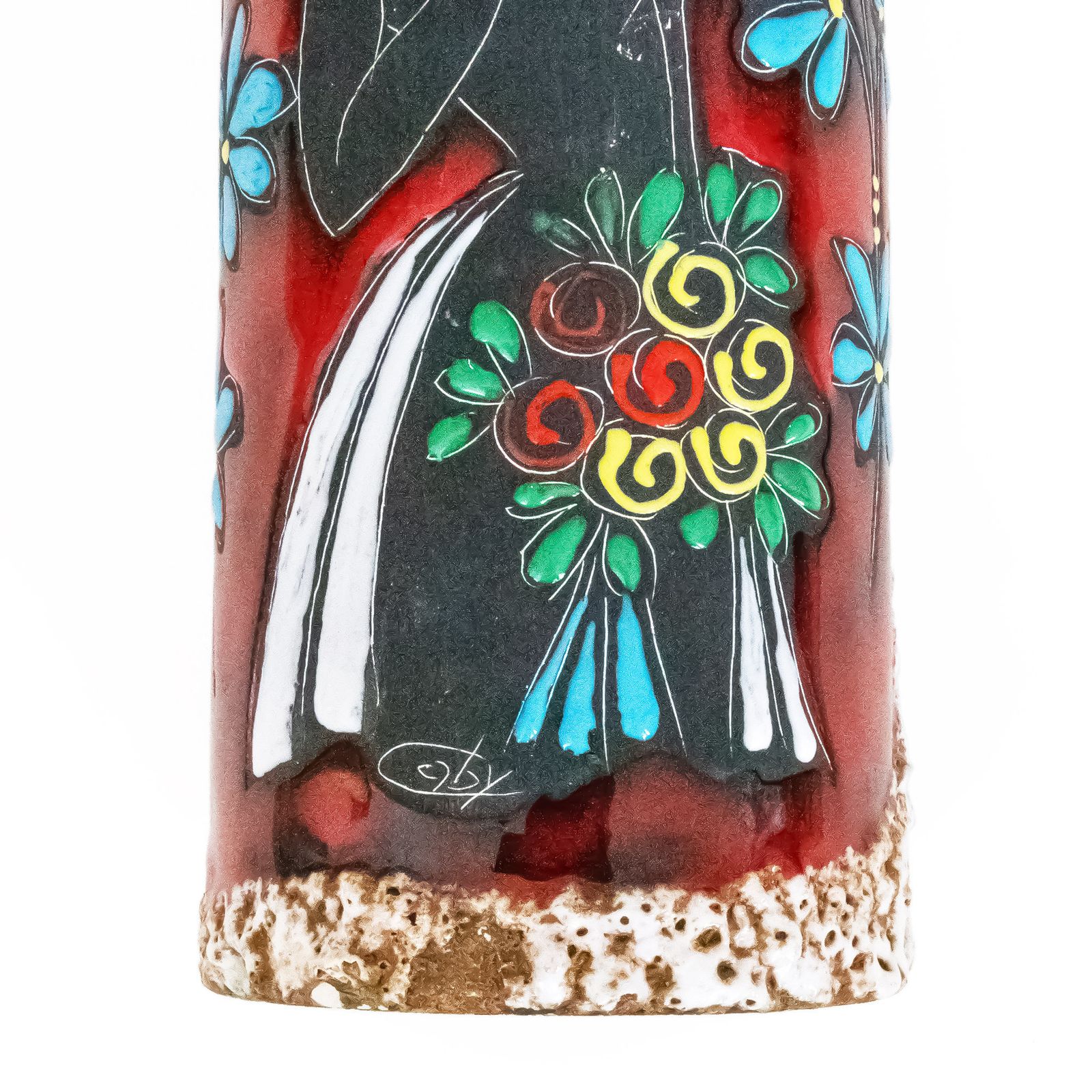 Italian 1950s/1960s Ceramic Lava Vase By Caby With Stylised Girl Portrait photo buy