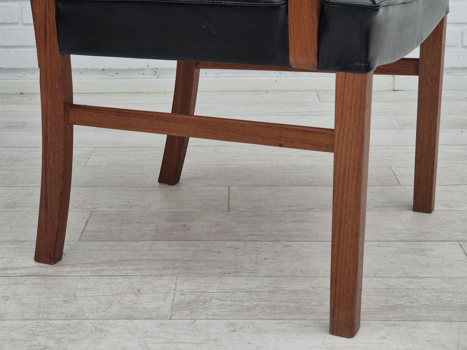 1960s, Danish Armchair, Original Very Good Condition, Teak Wood, Artificial Leather. photo furniture