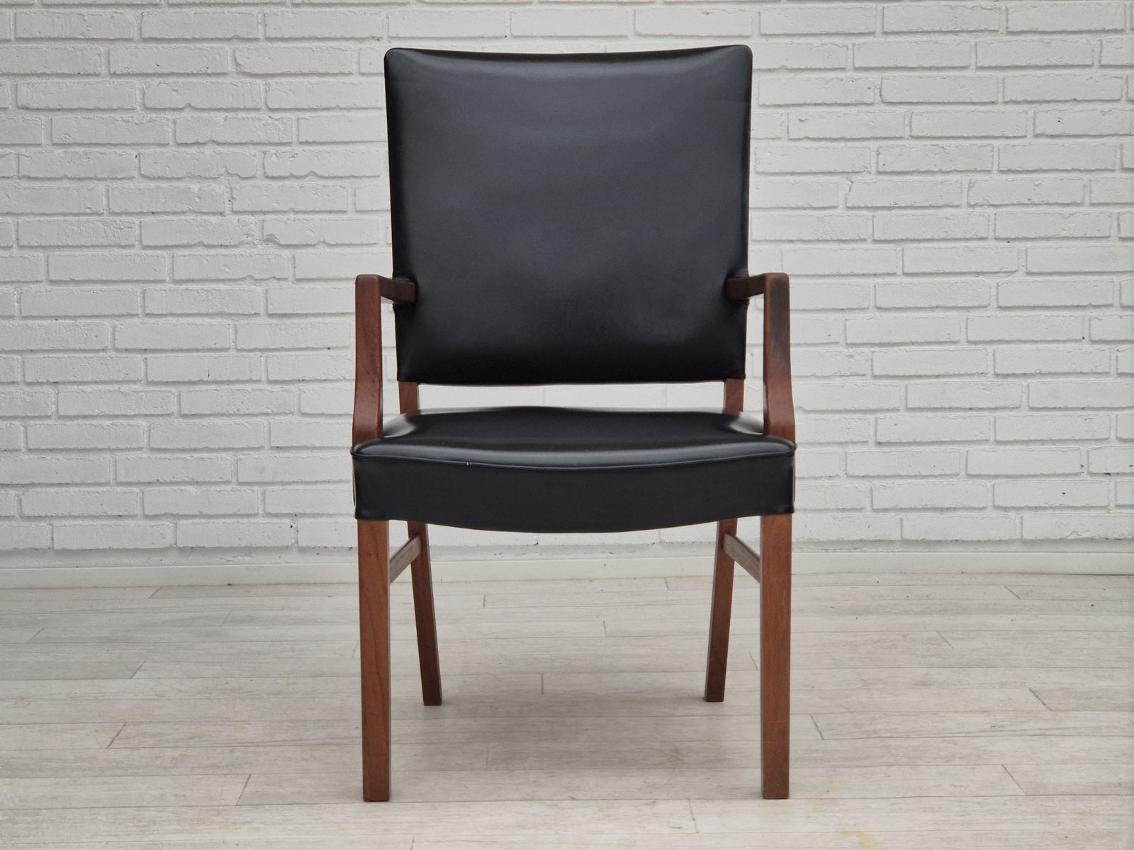 1960s, Danish Armchair, Original Very Good Condition, Teak Wood, Artificial Leather. photo vintage