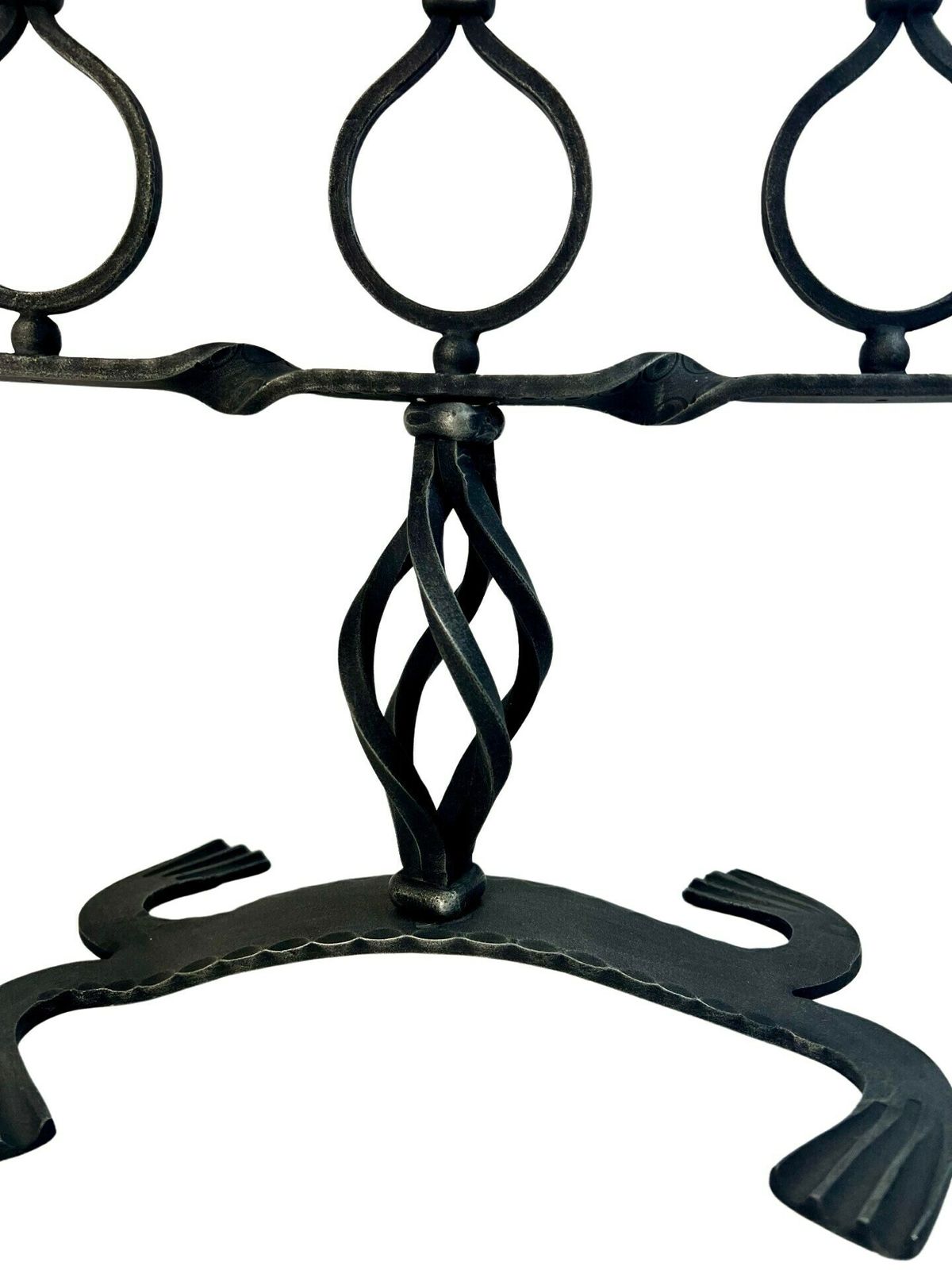 Large 3 Candle Wrought Iron Candle Holder, Altar Candle Holder, Brutalist Gothic, Rustic Candelabra From Switzerland photo for sale