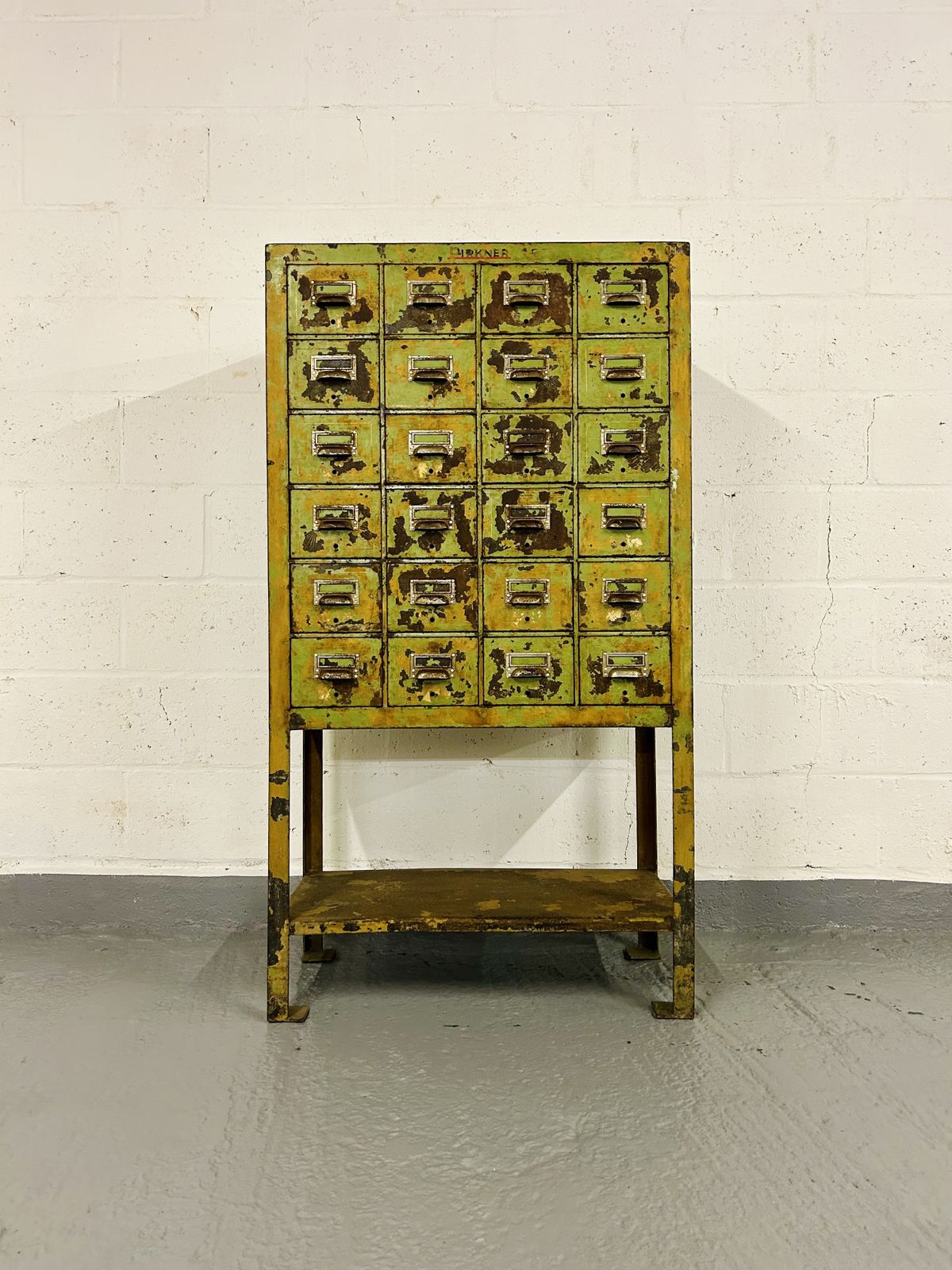 Industrial Bank Of Drawers Filing Chest Painted Metal