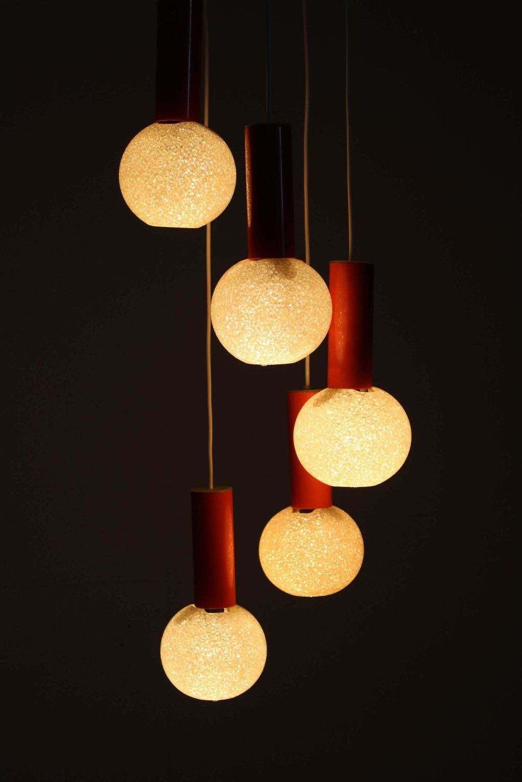 photo for sale 1970s Cascade Chandelier With Plastic Shades, Czechoslovakia