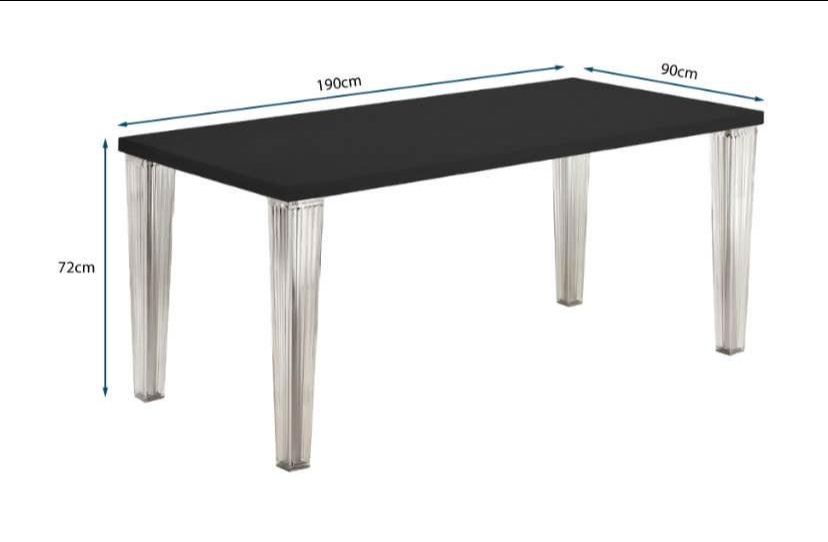 Kartell Top Top Glass Dining Table Large 190x90cm  Black With 8 Ghost Chairs photo furniture