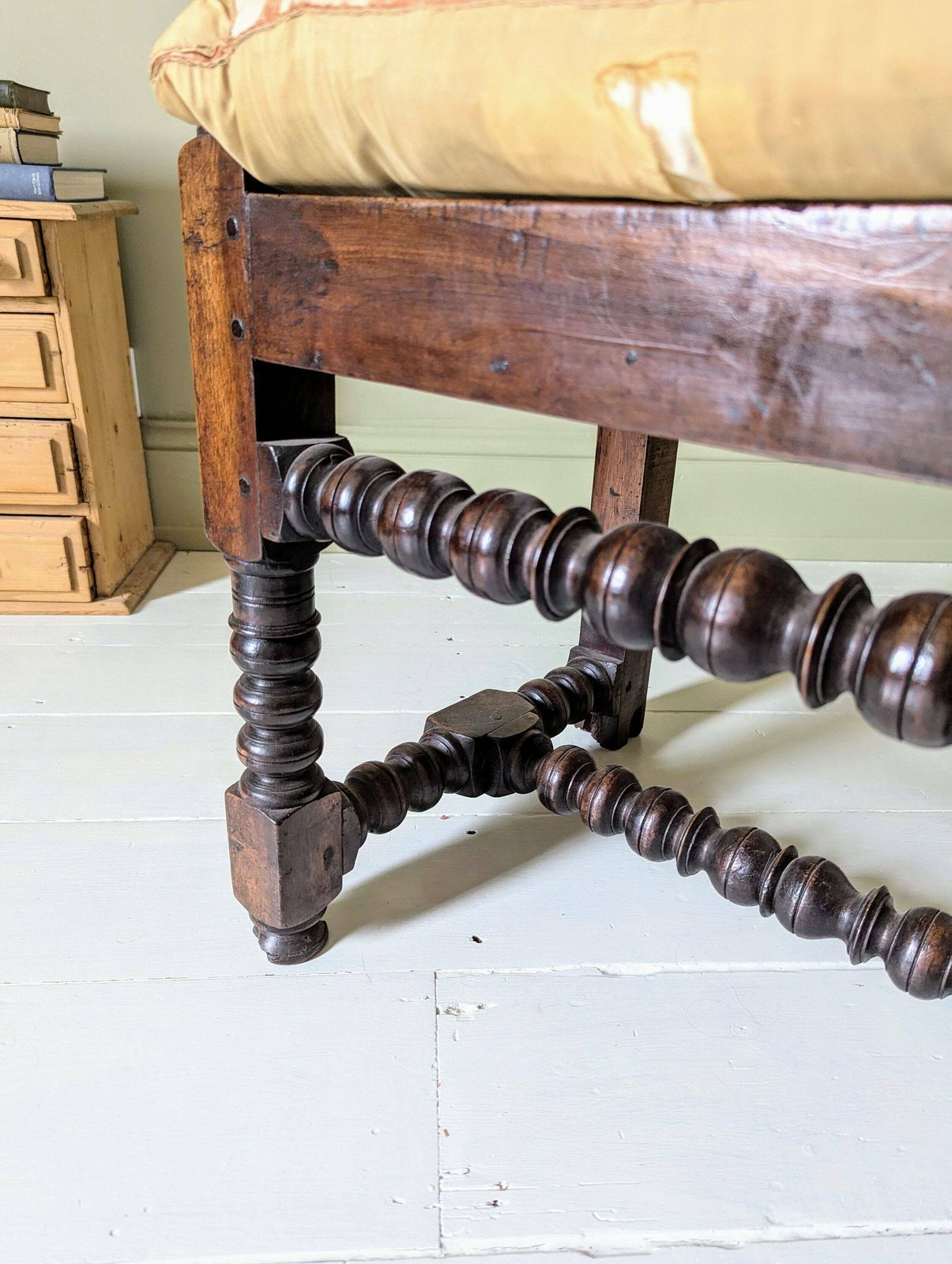 A Provincial French Antique Bobbin Carved Walnut Armchair With Cushion C1800 photo Furniture