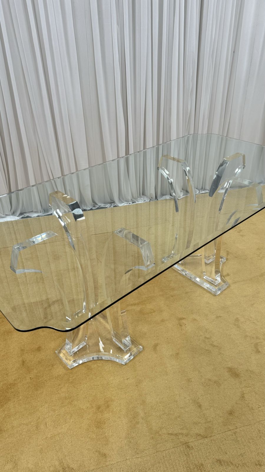 1350.0 Lucite & Glass Dining Table By Jeffrey Bigelow, 1980's, USA. photo