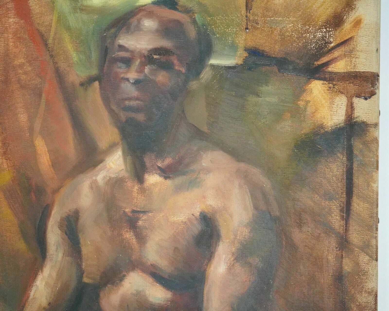 1950s Male Nude Oil On Canvas Painting photo for sale