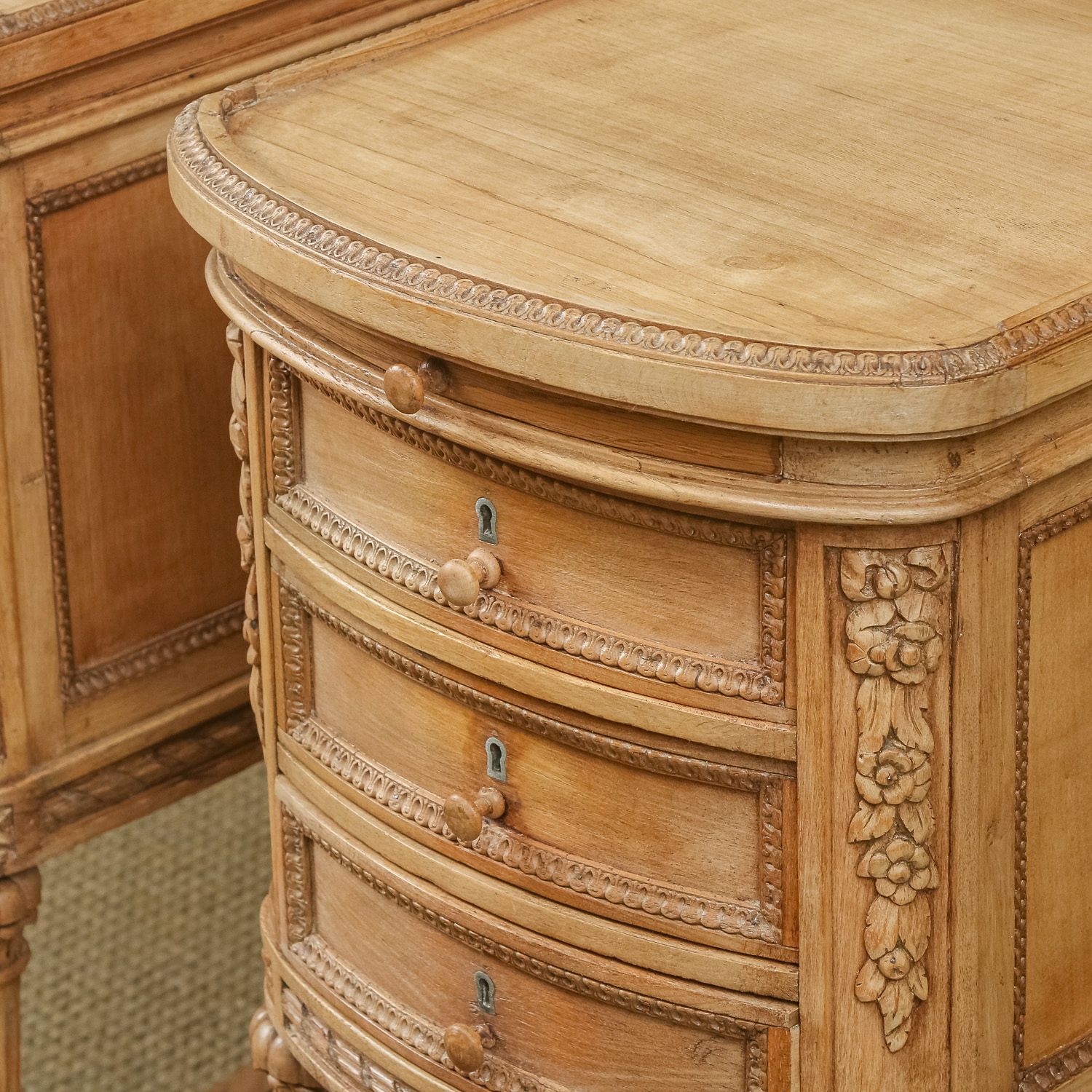 2150.0 Italian 19th Century Renaissance Beech Lime Washed Beside Tables Cabinets Nightstands (Circa 1870) photo