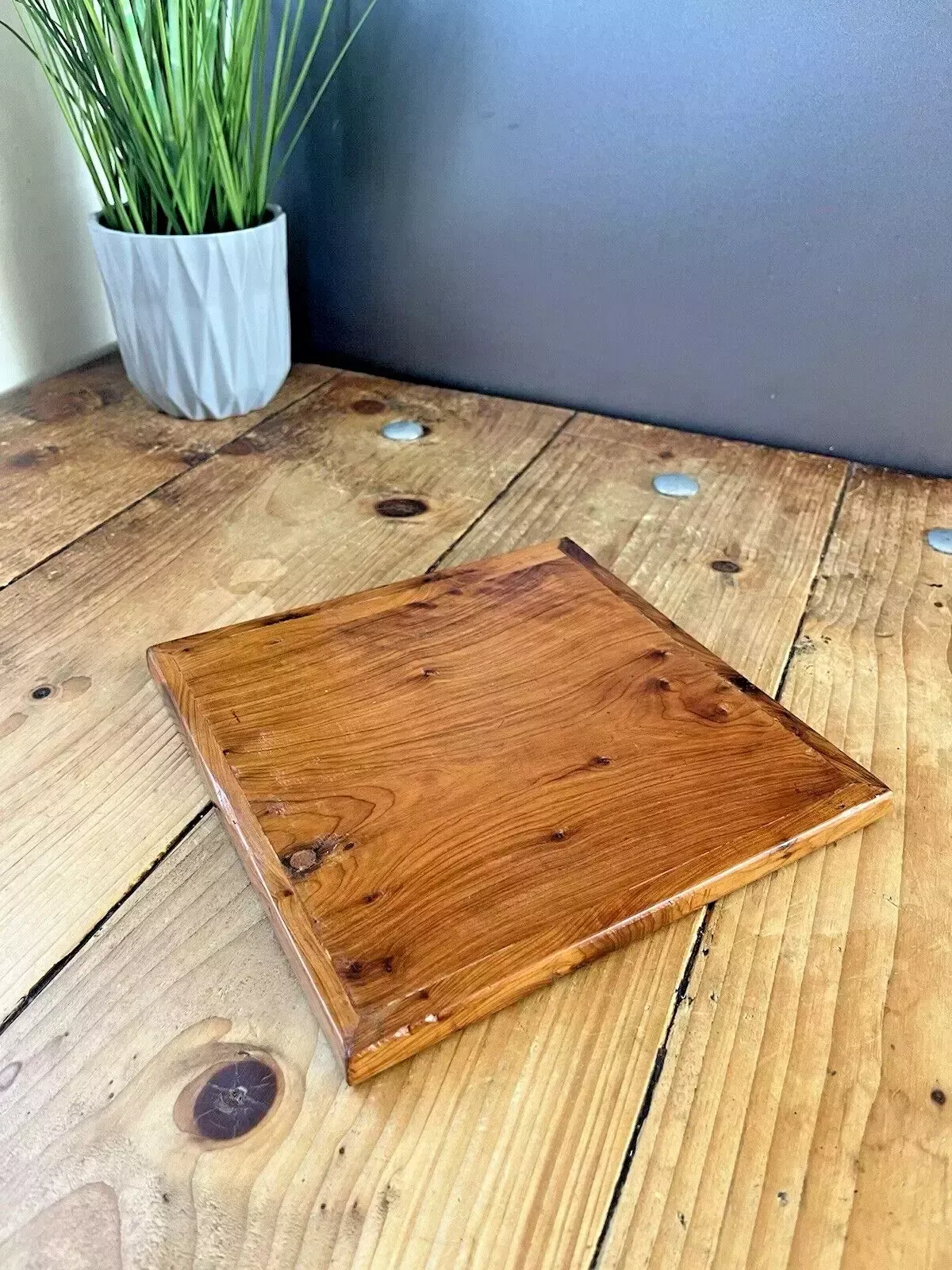 Small Vintage 8" X 8" Burr Walnut Wooden Chess Board Checkers Draughts Antique photo 100.0