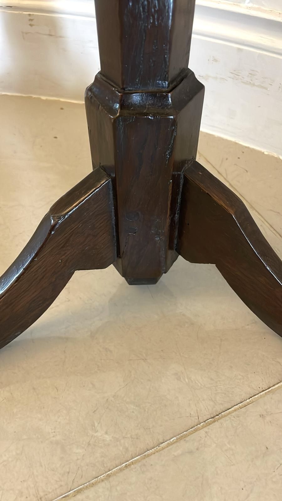Unusual Antique 18th Century Quality Burr Oak Lamp Stand photo furniture