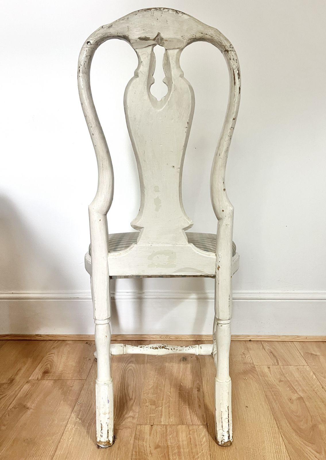 Four Antique Dining Chairs Of White Painted Wood And Upholstered. From The Late 1800's photo furniture