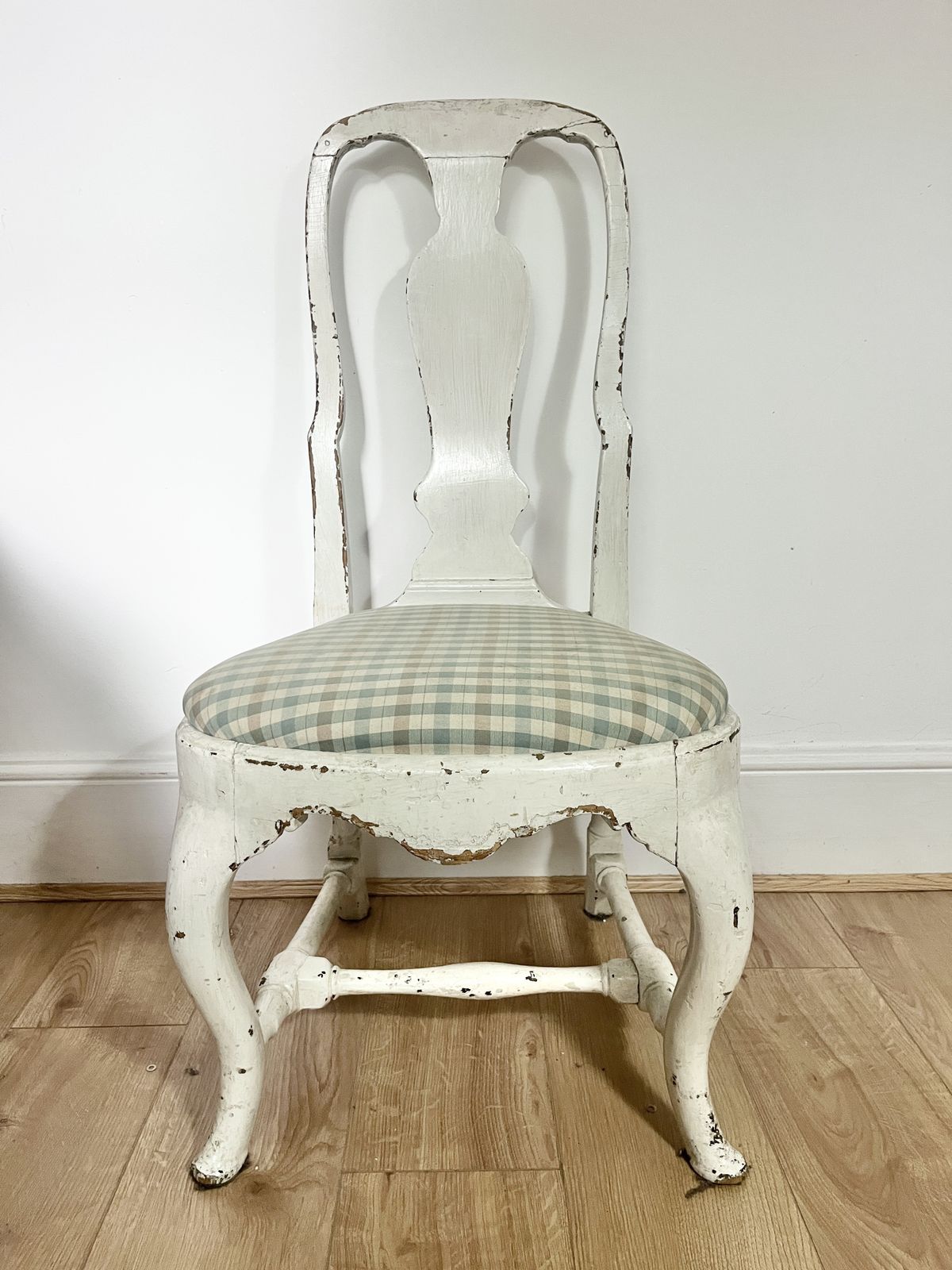 Four Antique Dining Chairs Of White Painted Wood And Upholstered. From The Late 1800's photo buy