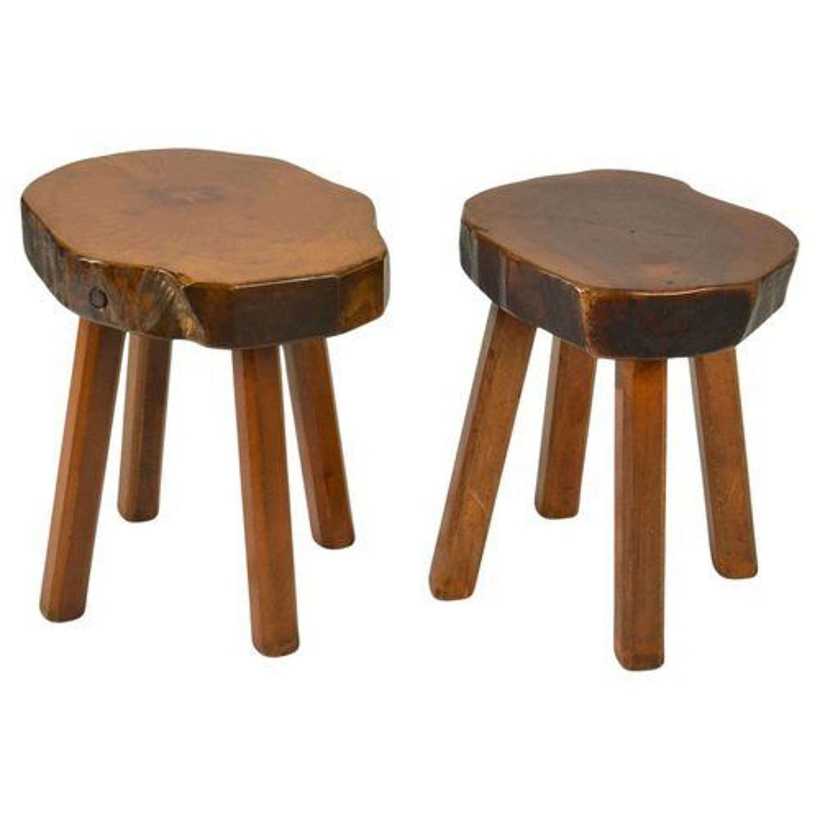 1970s Burl Wood Pair Of Side Tables