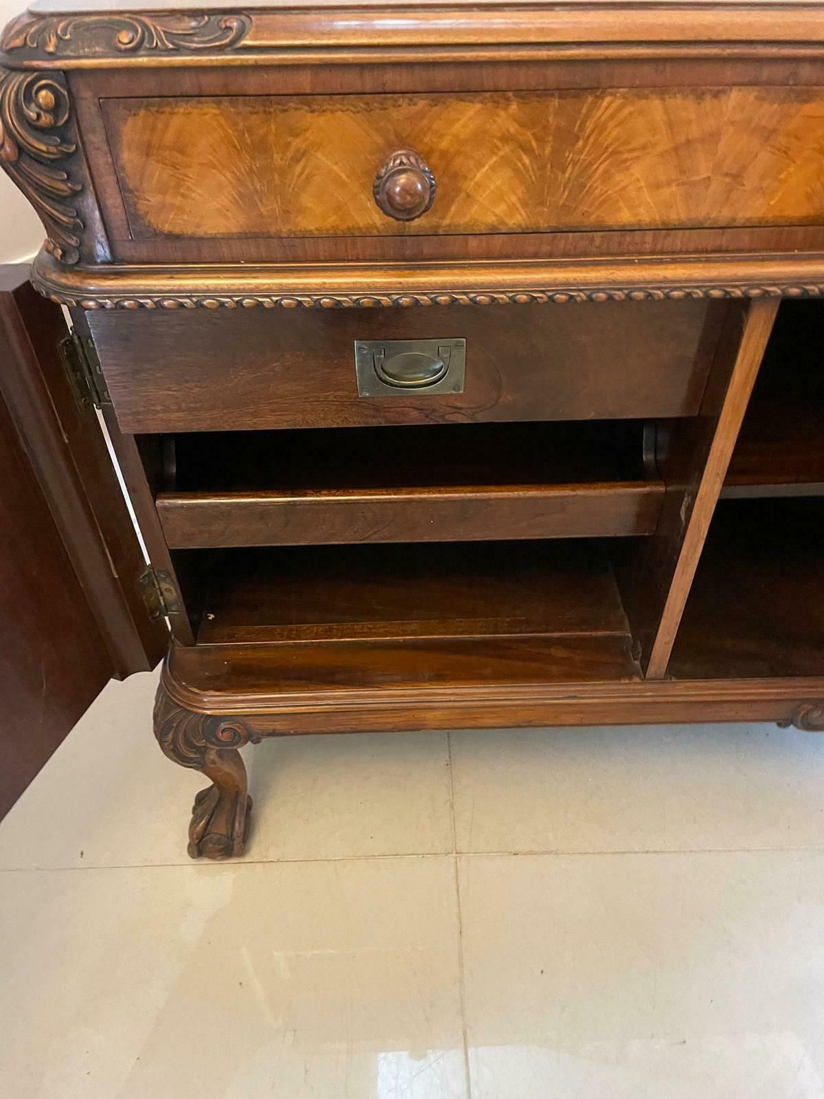 Superb Quality Antique Early 20th Century Carved Burr Walnut Sideboard By Maple And Co. photo for sale