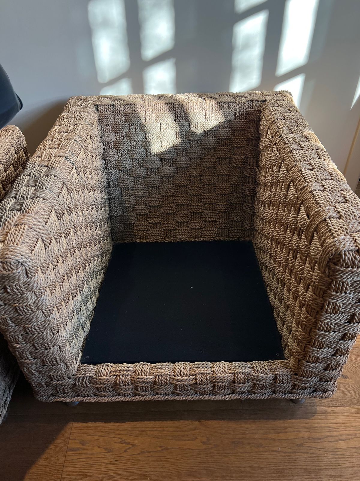French Woven Hemp Rope Lounge Chairs 'Wicky' By Didier Gomez For Ligne Roset photo for sale