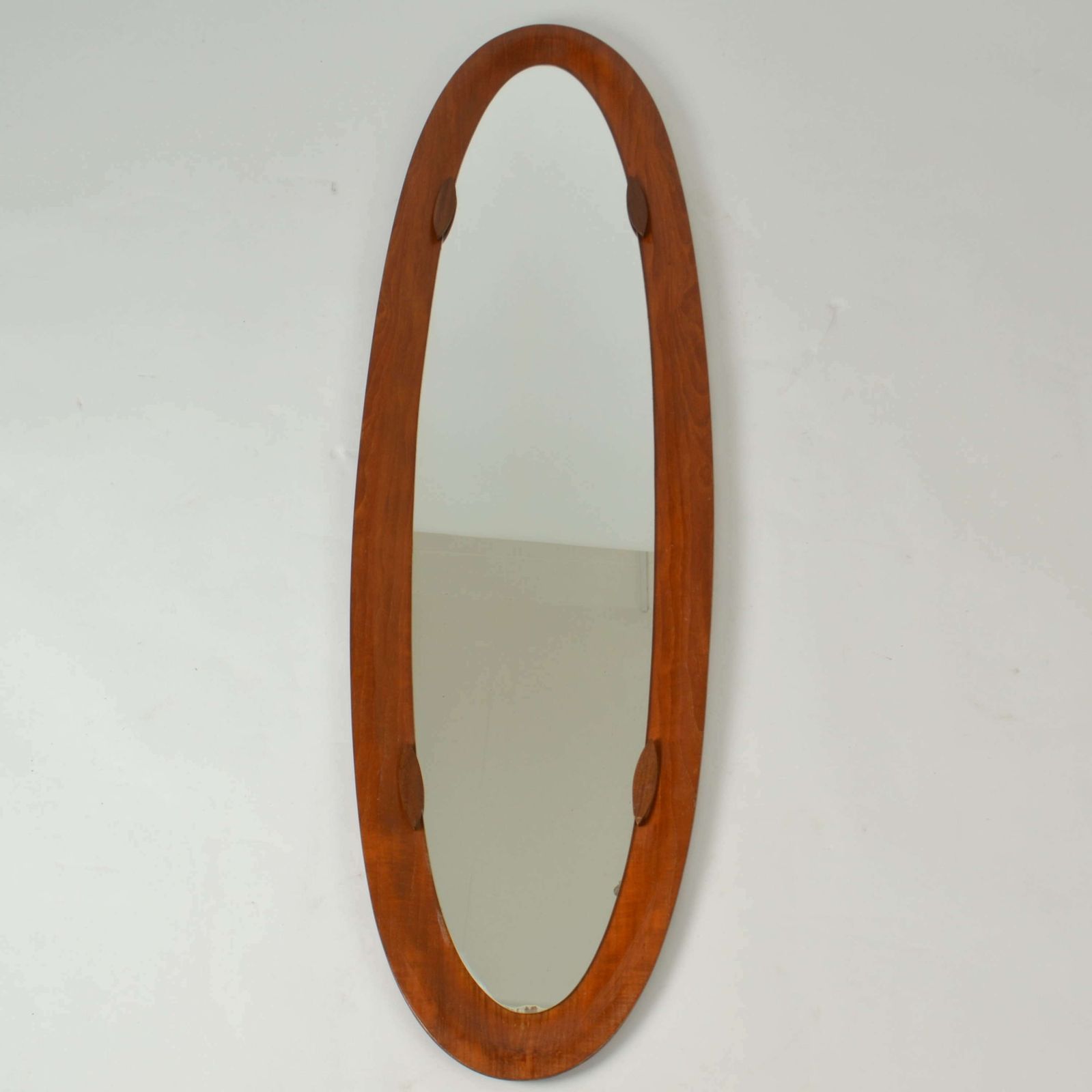 Italian Oval Ply Wood Mirror By Franco Campo & Carlo Graffi photo for sale