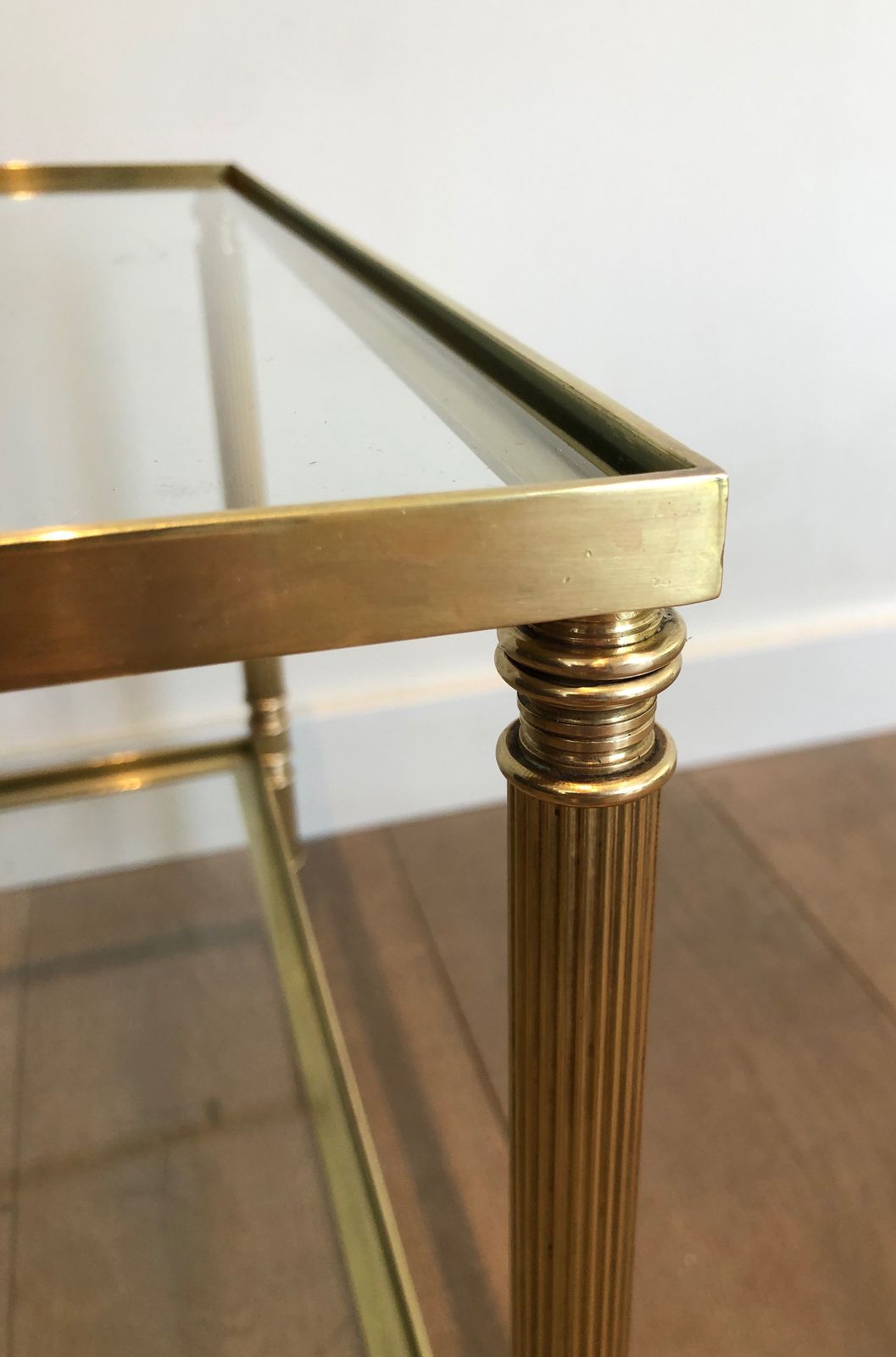 photo furniture Brass Rectangular Coffee Table In The Style Of Maison Jansen. Circa 1940