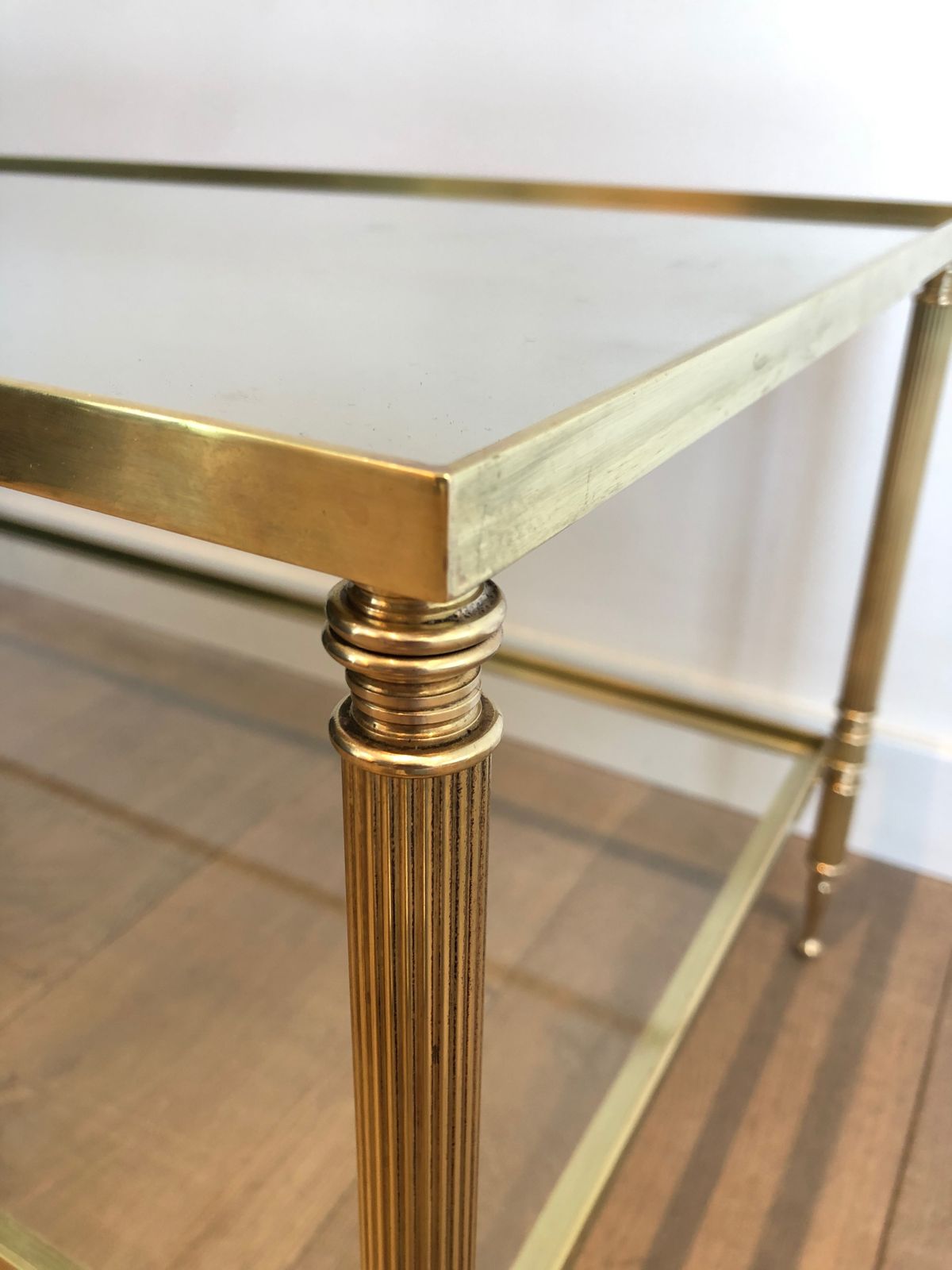 photo vintage Brass Rectangular Coffee Table In The Style Of Maison Jansen. Circa 1940