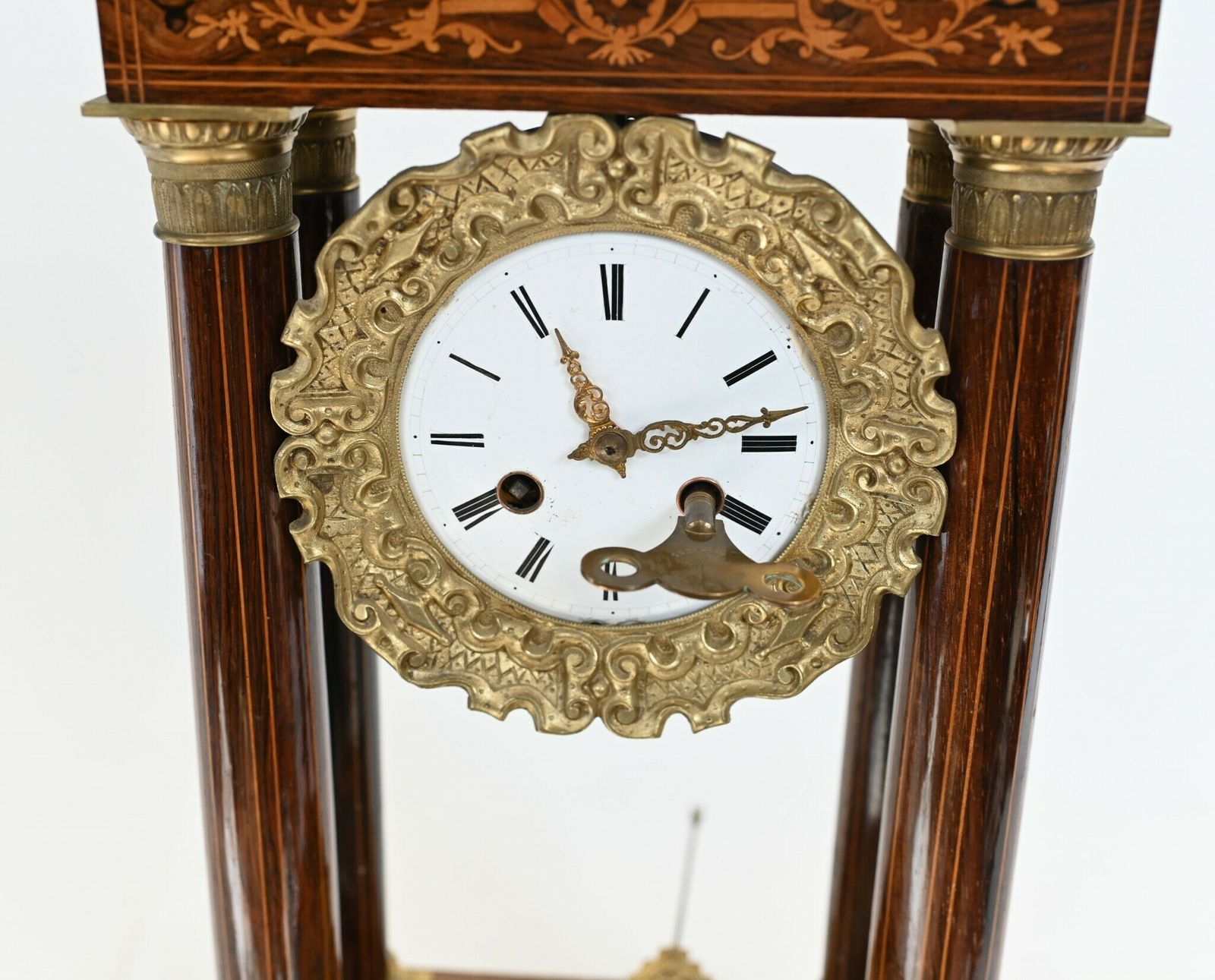 Charles X Portico Clock French Mantle Inlay 1810 photo 1100.0