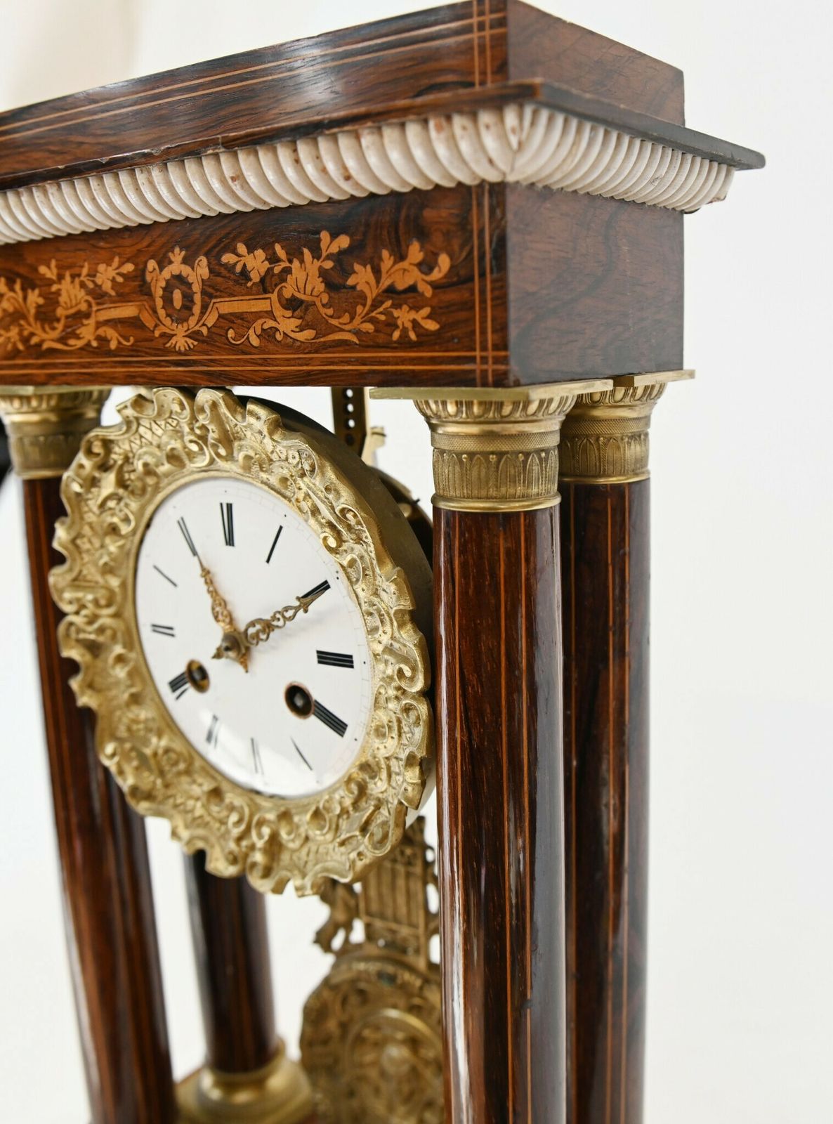 photo for sale Charles X Portico Clock French Mantle Inlay 1810