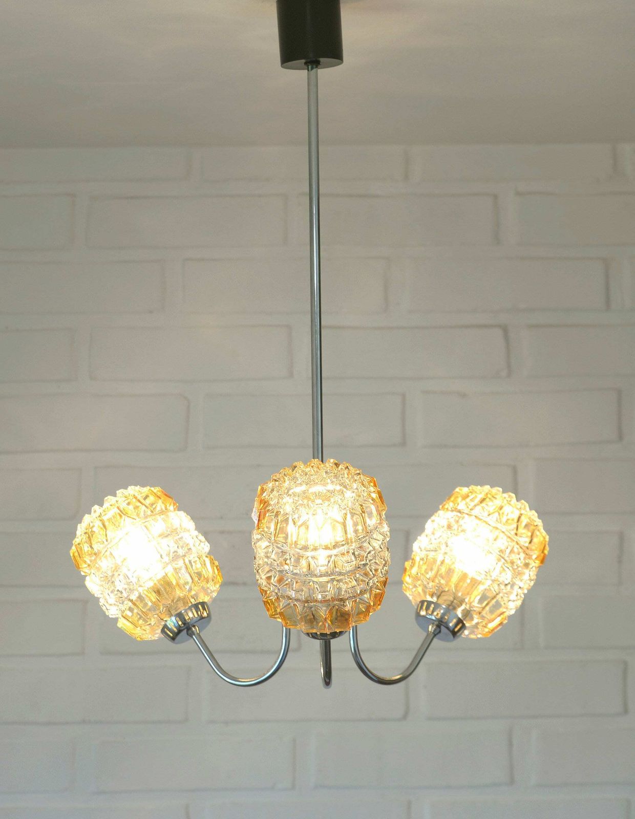 Vintage Pendant Light / Light Fixture / Ceiling Light / Yugoslavia 1960's / Mid Century Chandelier / Hanging Lamp photo Lighting