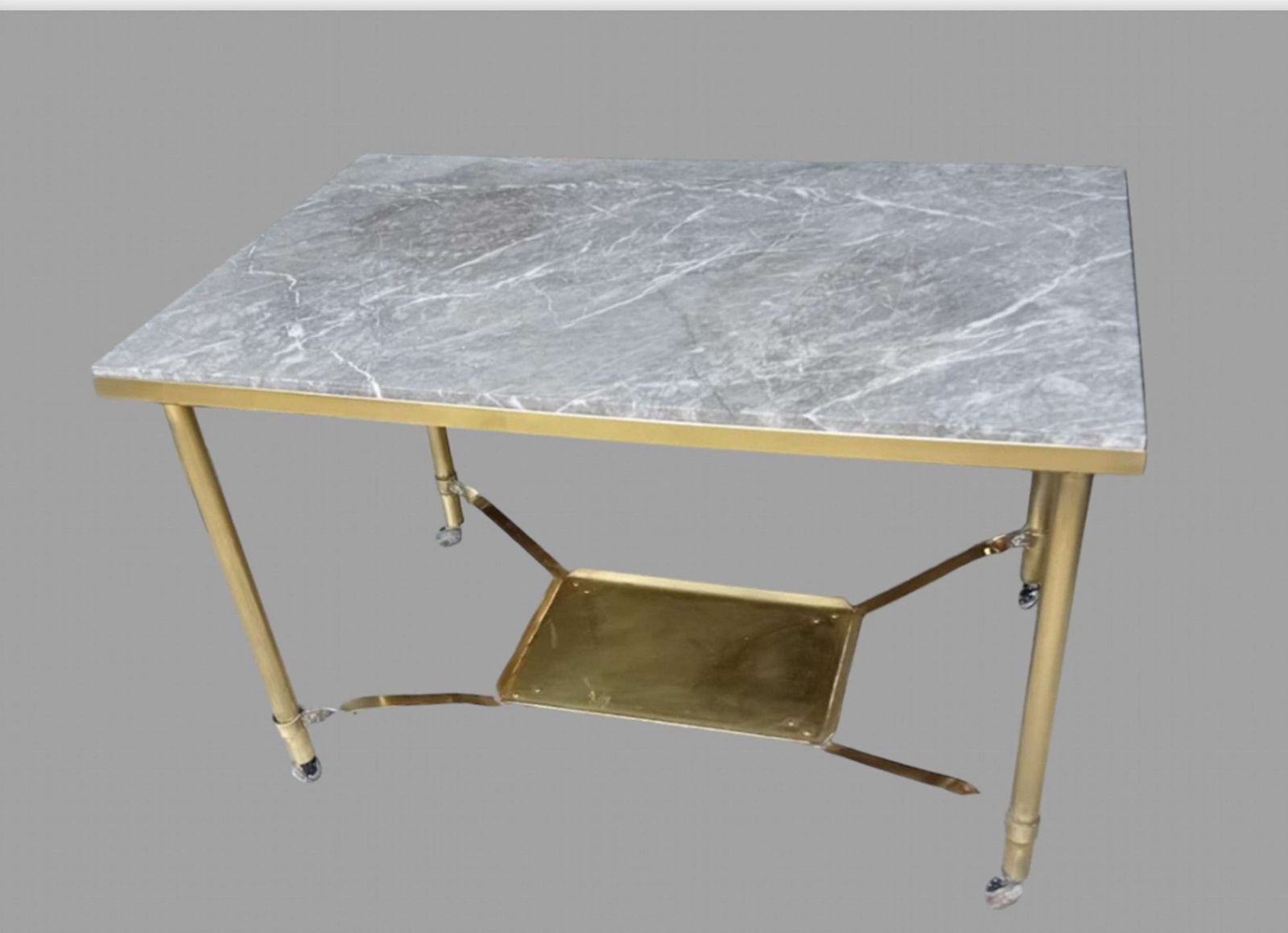 Mid Century Brass And Marble Side Table, Italian Or French, C.1950s photo furniture