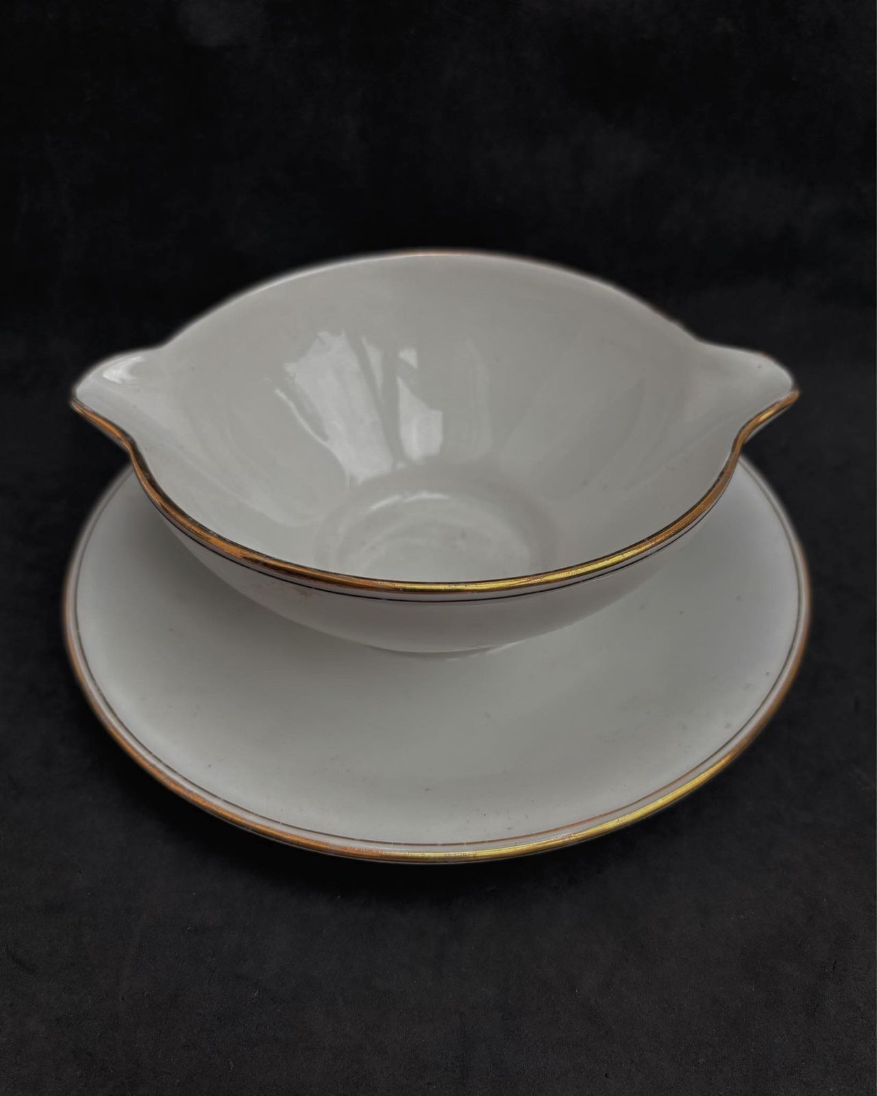Sauce Gravy Boat Antique French Limoges Fixed Under Plate Sauce Bowl Boat