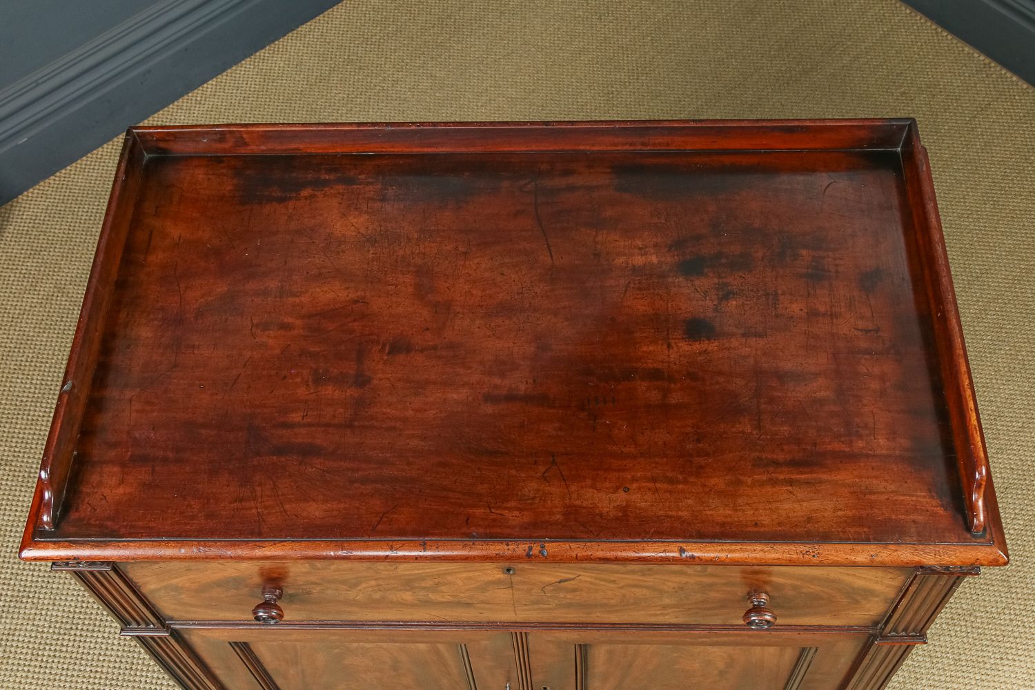 English Regency Flame Mahogany Secretaire Desk Bureau Chest Of Drawers By Gillows Of Lancaster (Circa 1830) photo vintage