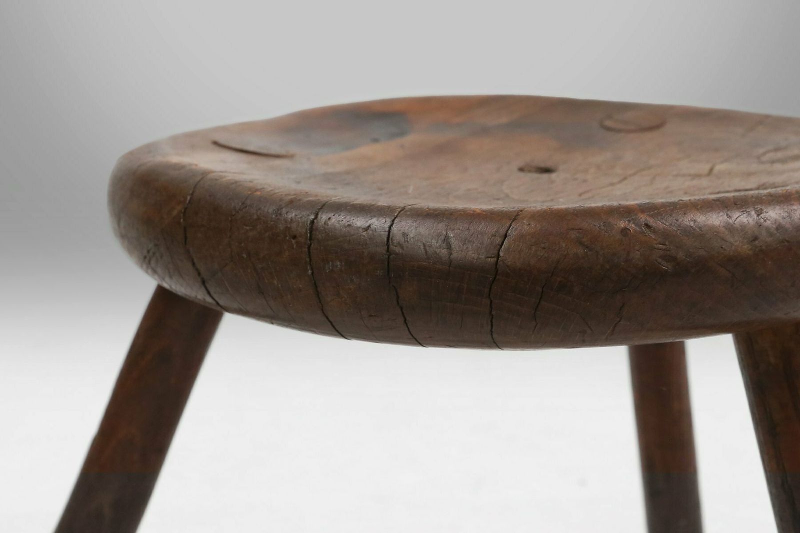 Hand Carved Wood Tripod Stool, France, 1900s photo Furniture