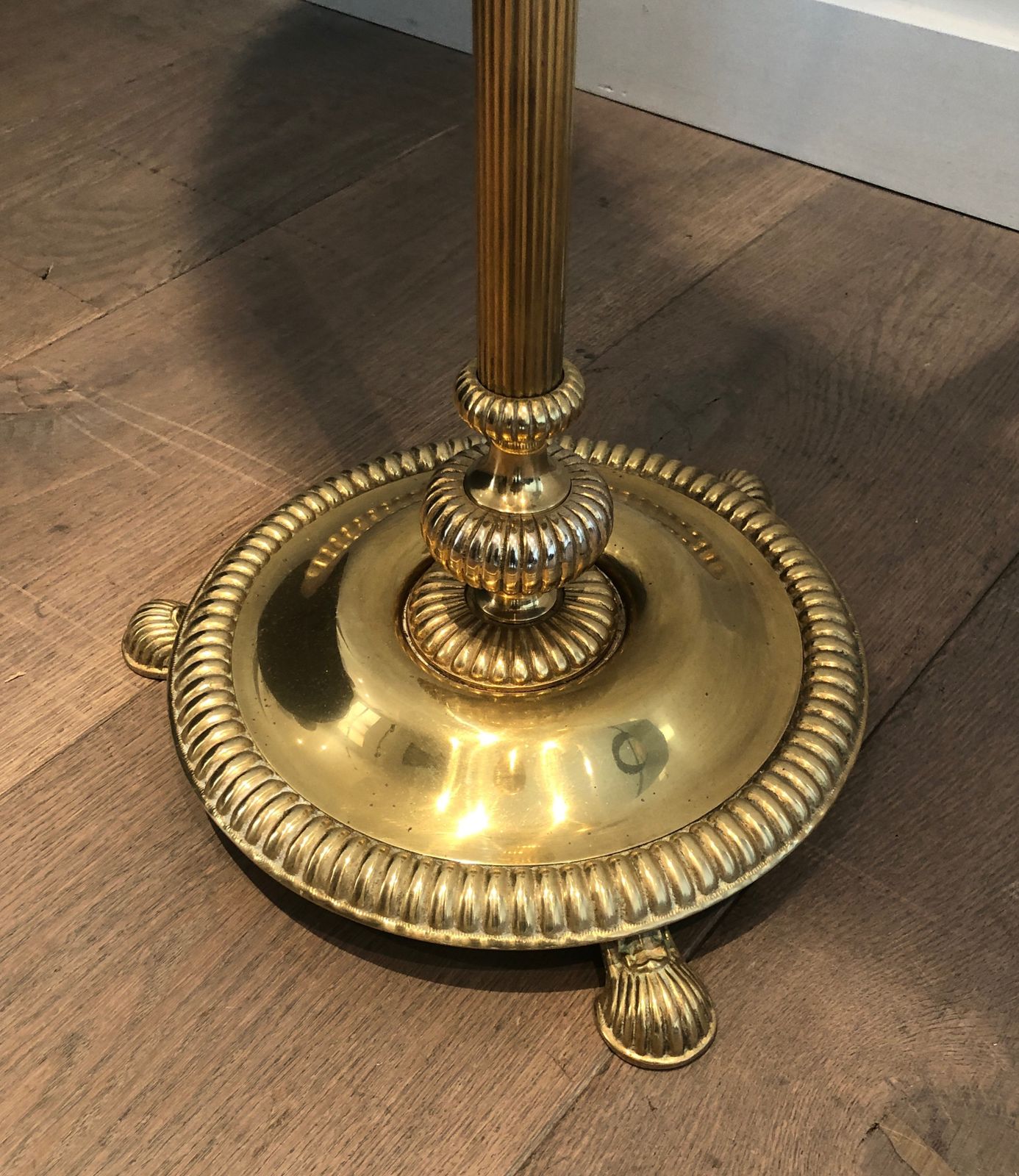 Neoclassical Style Parquet Floor Lamp In Brass In The Style Of Maison Jansen photo vintage