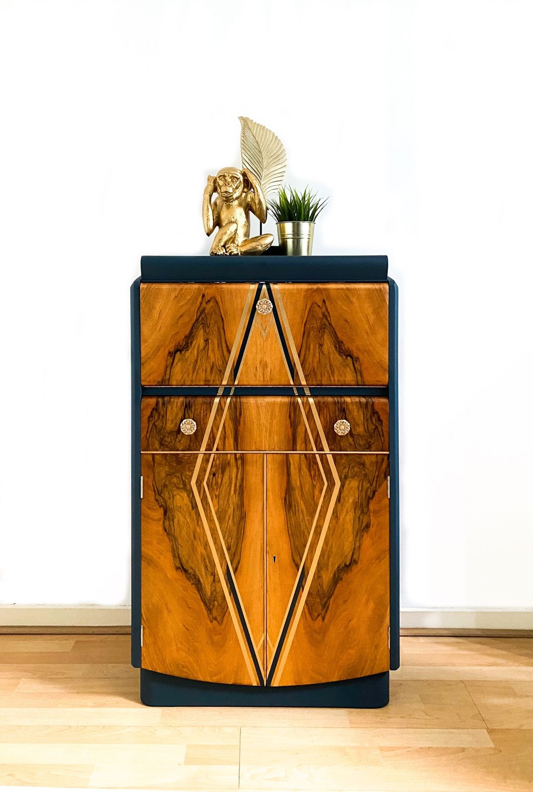 Nathan Drinks/ Cocktail Cabinet In Navy/ Dark Blue,  Art Deco/ Mid Century