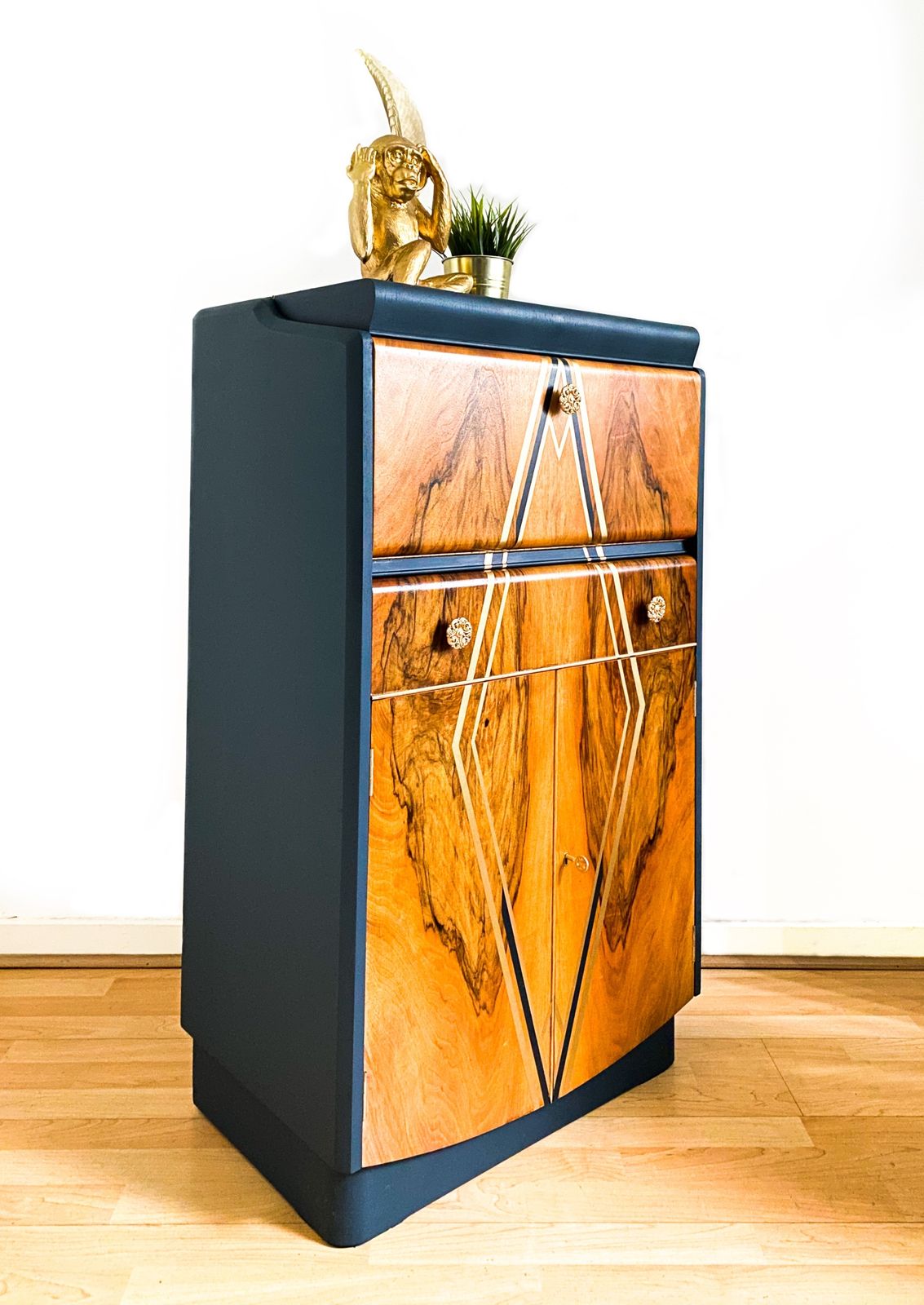 Nathan Drinks/ Cocktail Cabinet In Navy/ Dark Blue,  Art Deco/ Mid Century photo furniture