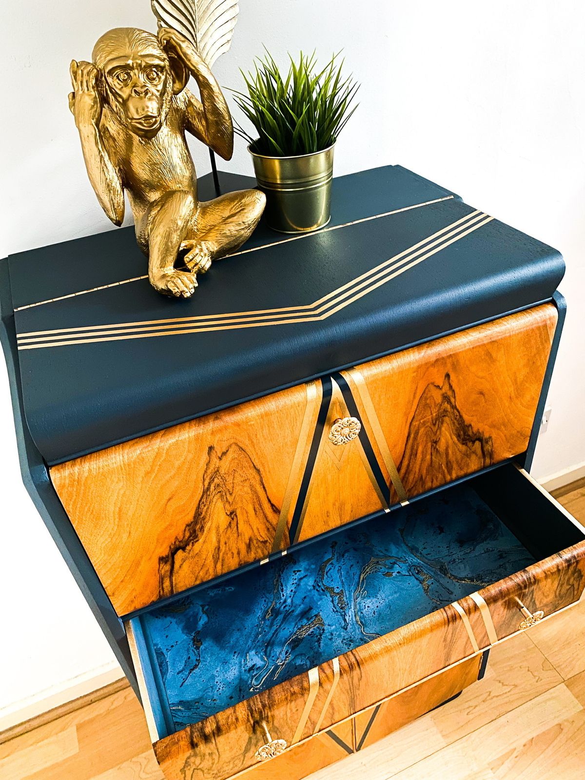 Nathan Drinks/ Cocktail Cabinet In Navy/ Dark Blue,  Art Deco/ Mid Century photo for sale