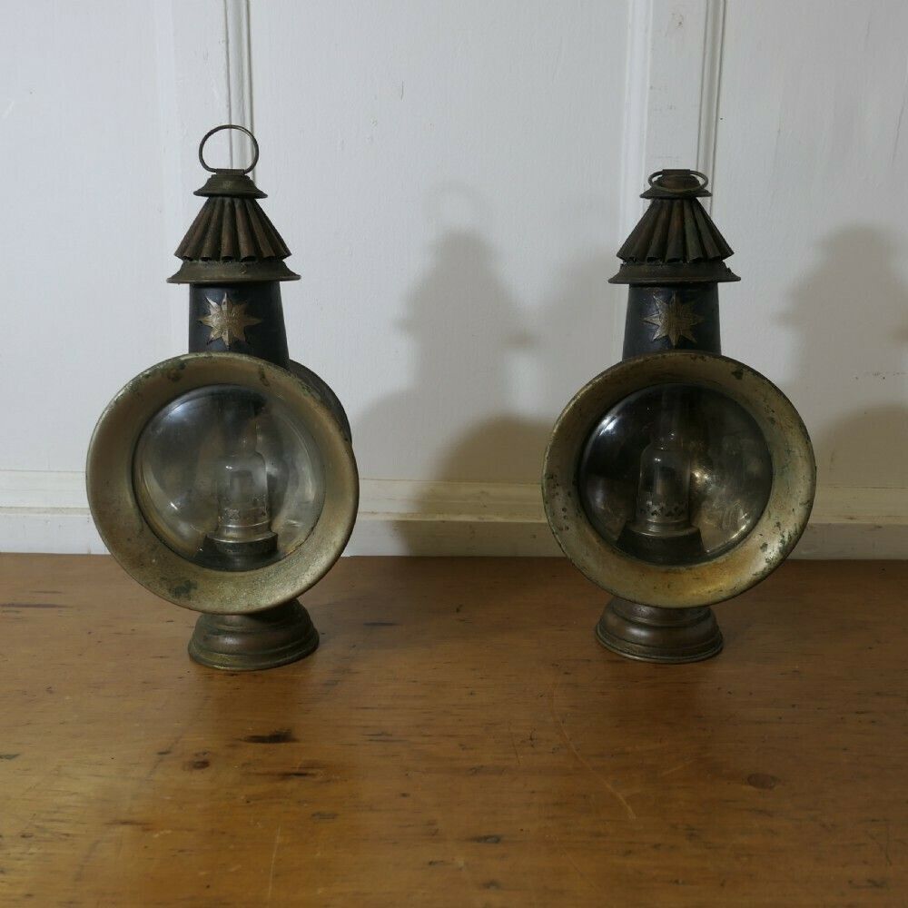 A Superb Pair Of French Brass And Iron Carriage Lamps, By Daris photo furniture
