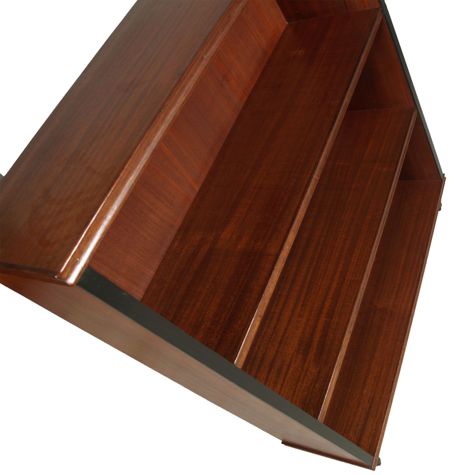 1930s Italy, Art Decò, Bookcase In Walnut And Mahogany By Meroni & Fossati ,Wax Polished photo for sale