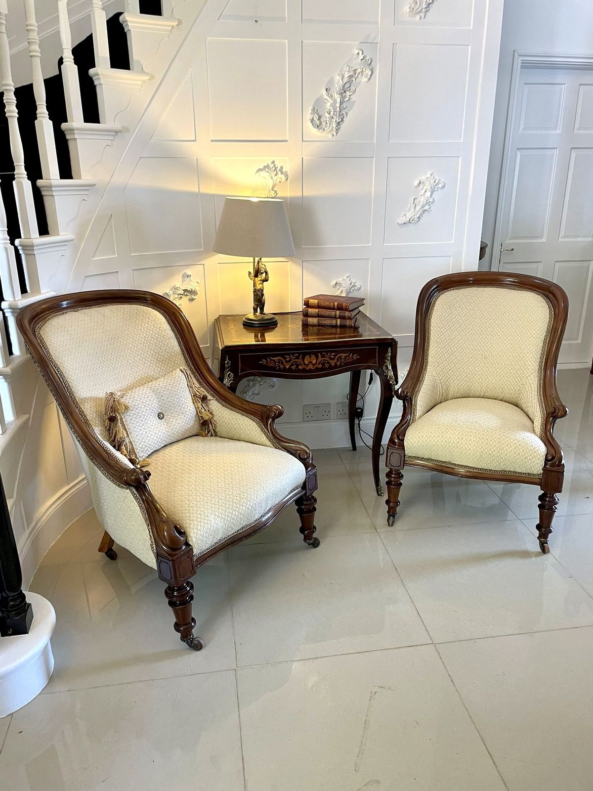 Unusual Pair Of Antique 19th Century Quality Mahogany Armchairs photo buy