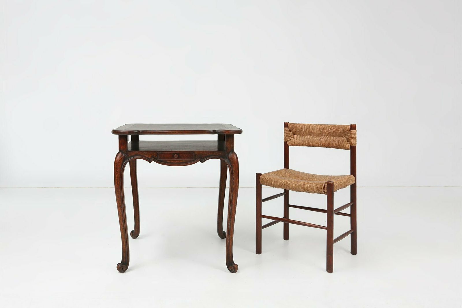 French Card Table In Wood With 2 Drawers, 1890s photo furniture