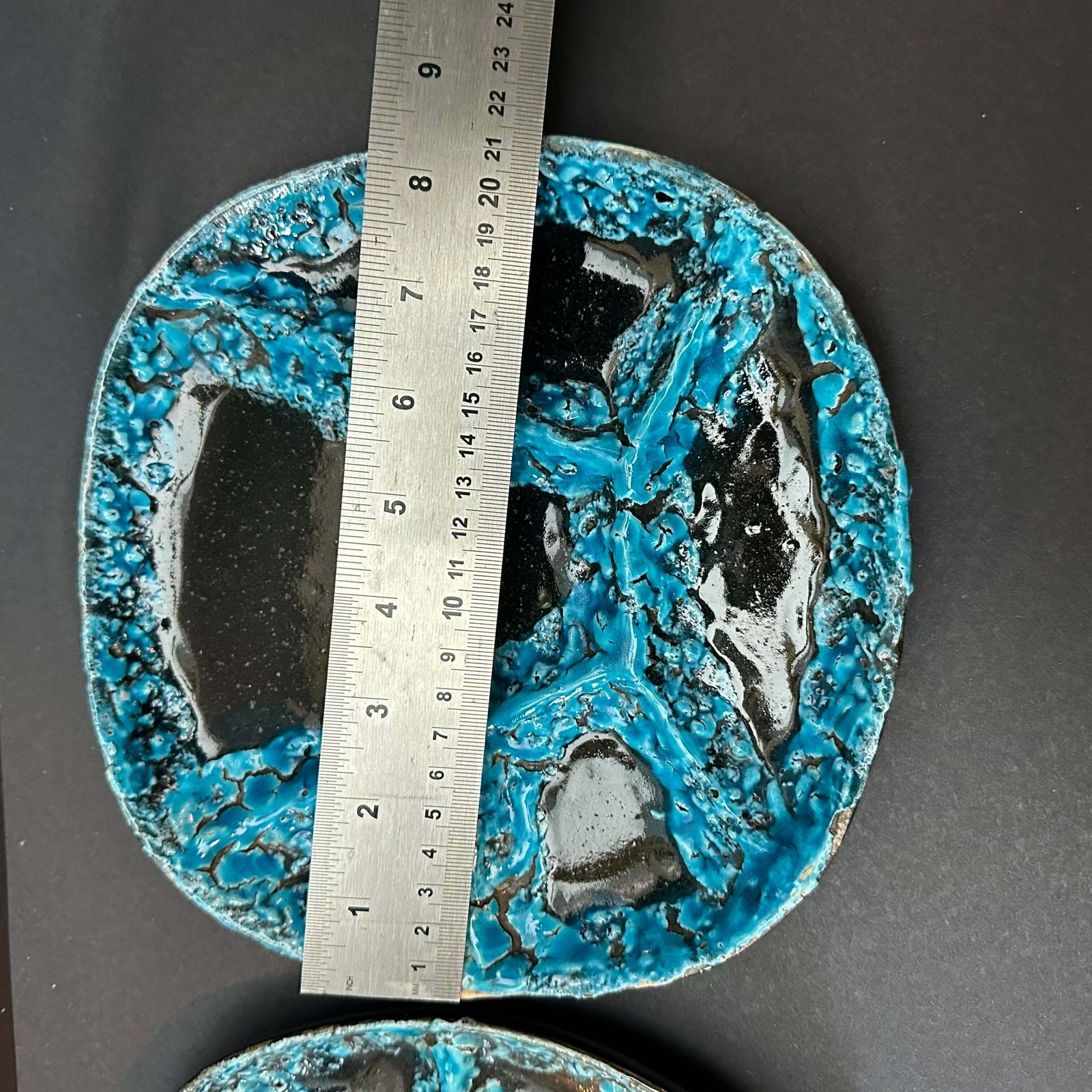 Incredible ‘Vallauris’ 1960’s Entre Plates Fantastic Crusty Turquoise Pair (2) photo 187.0
