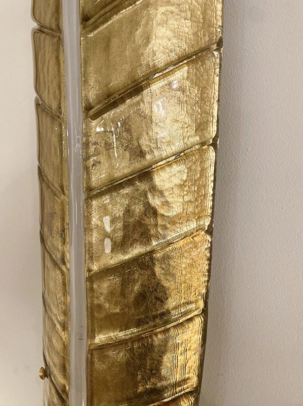 Mid Century Pair Of Gold Murano Glass Wall Lights In The Style Of Barovier photo for sale