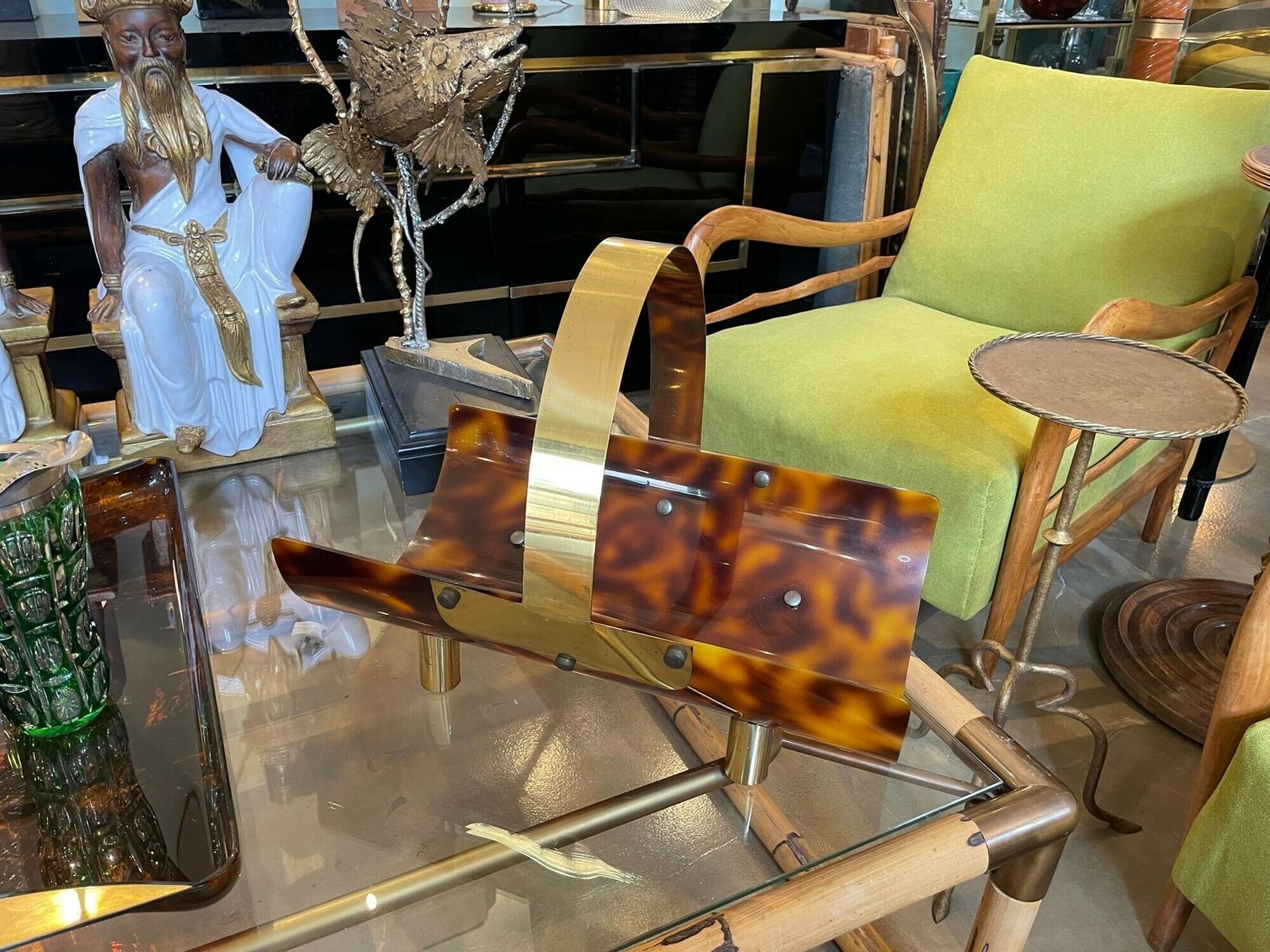 An Italian 1970s Faux Tortoise Shell And Brass Magazine Rack photo Home Decor