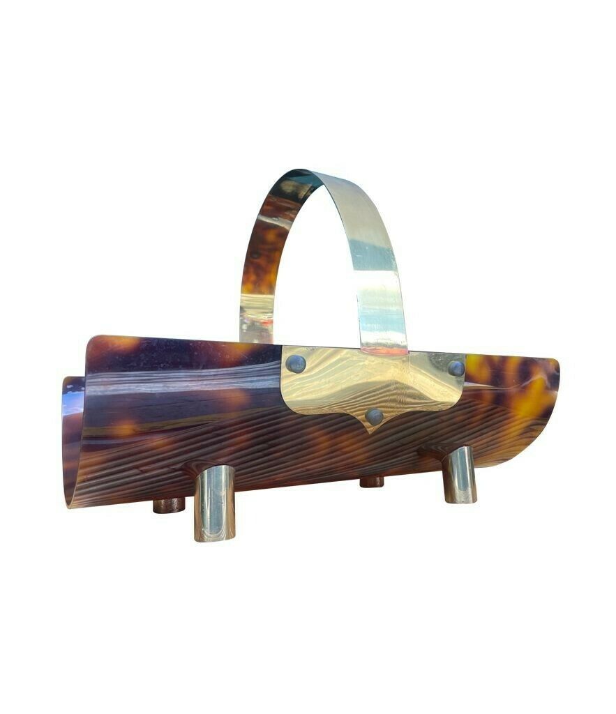 photo vinterior An Italian 1970s Faux Tortoise Shell And Brass Magazine Rack