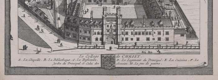 Pieter Van Der Aa Christ's College, Cambridge Engraving By Pieter Van Der Aa After David Loggan 1727 photo 280.0