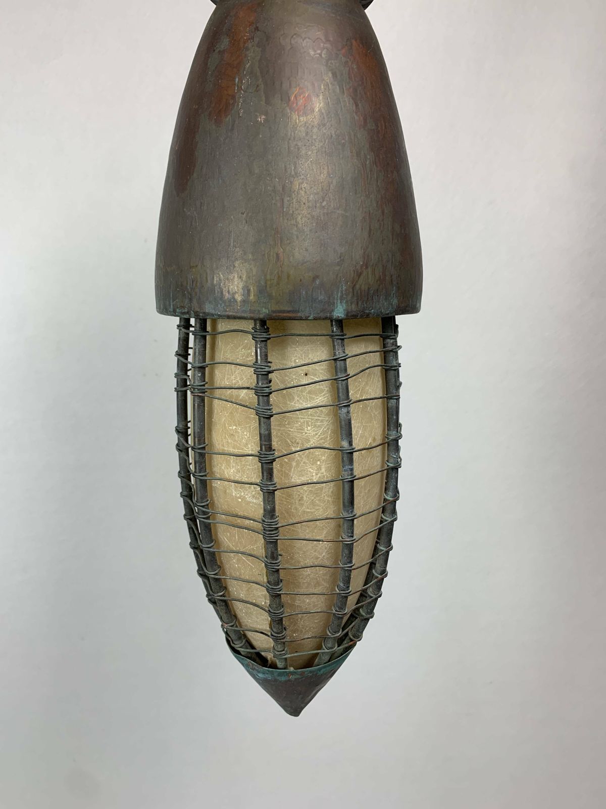 Patinated Rustic Copper And Steel Floor Lamp With Lantern, Indonesia 1980s photo Lighting