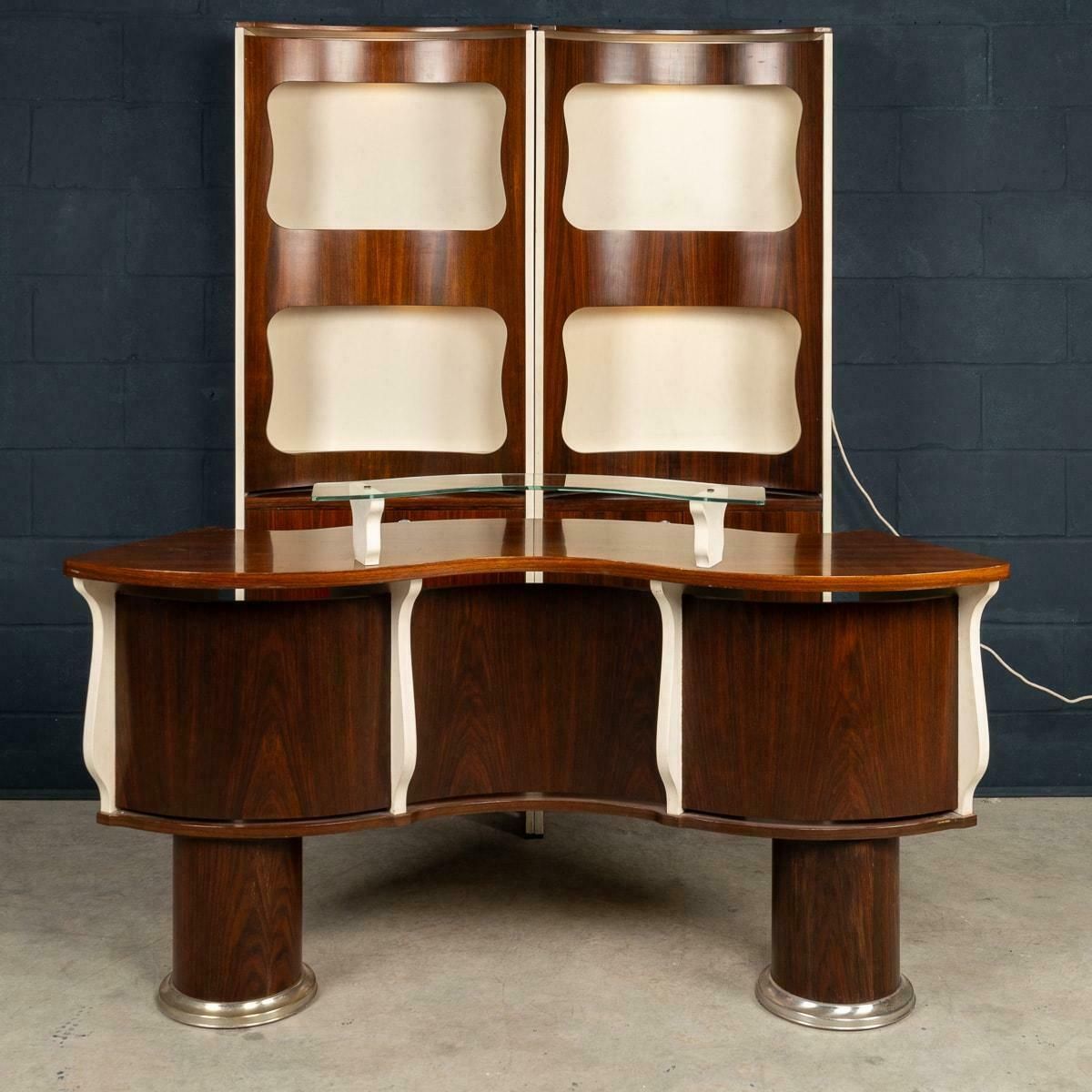 20th Century Italian Standing Dry Bar In Hardwood & Cream Laminate C.1970 photo furniture