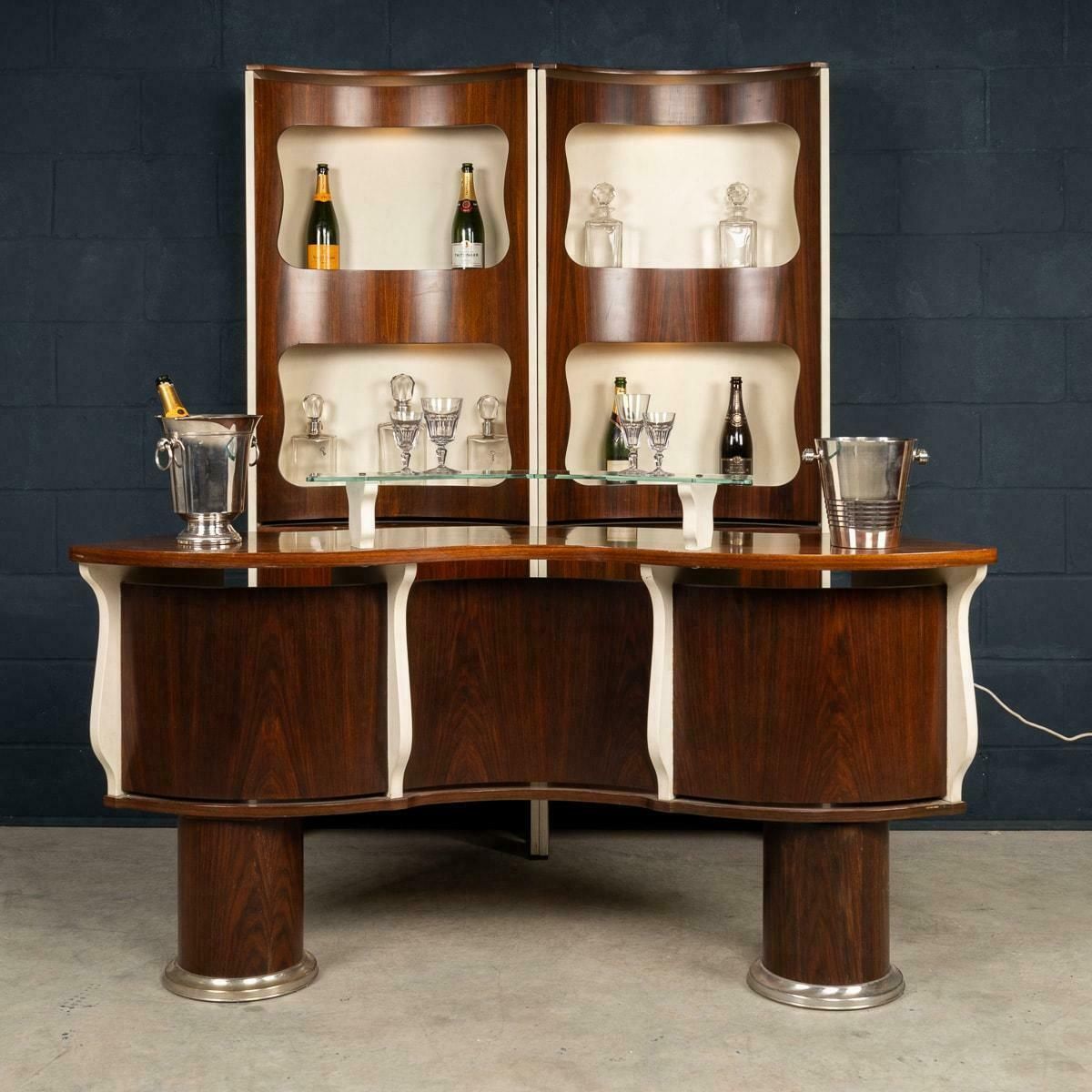 20th Century Italian Standing Dry Bar In Hardwood & Cream Laminate C.1970 photo for sale